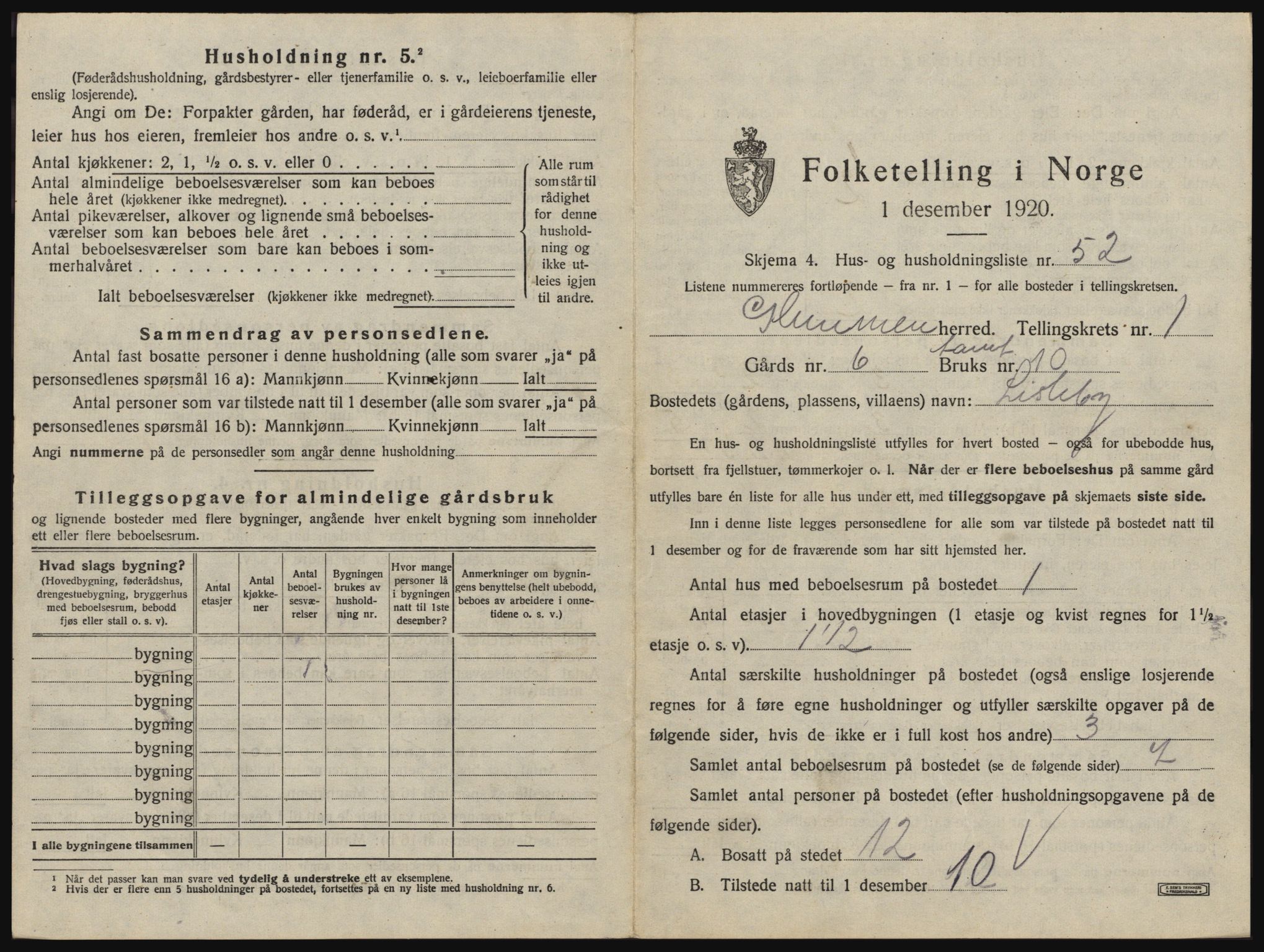 SAO, 1920 census for Glemmen, 1920, p. 165