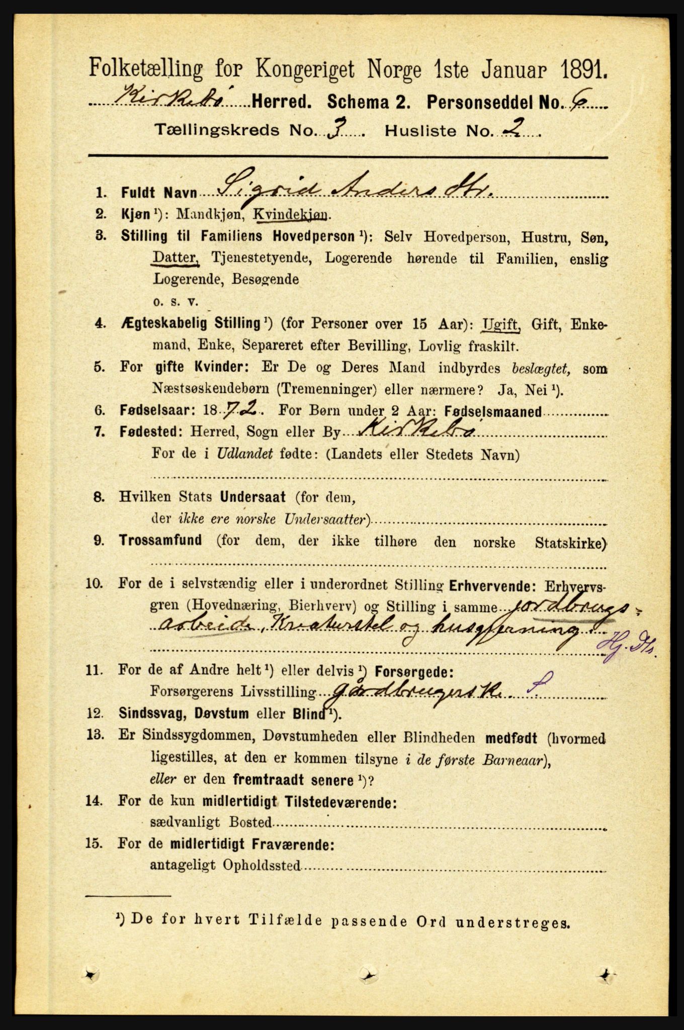 RA, 1891 census for 1416 Kyrkjebø, 1891, p. 548