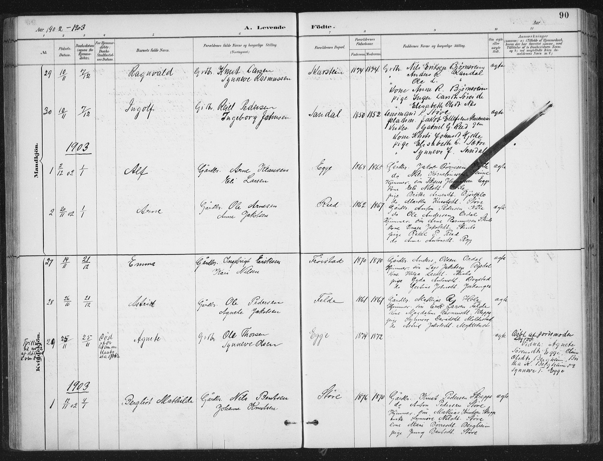 Gloppen sokneprestembete, AV/SAB-A-80101/H/Haa/Haac/L0002: Parish register (official) no. C  2, 1887-1904, p. 90