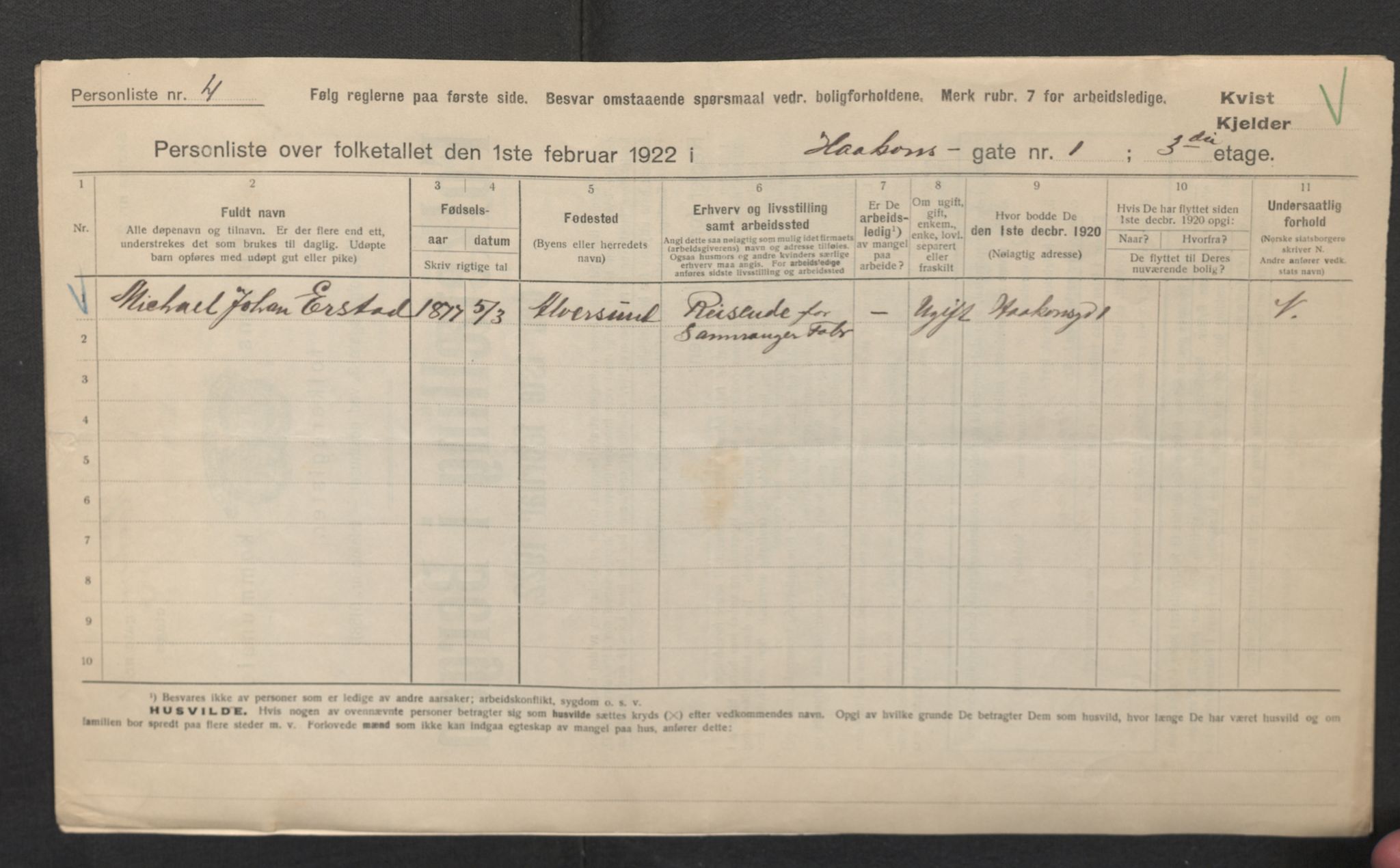 SAB, Municipal Census 1922 for Bergen, 1922, p. 11669