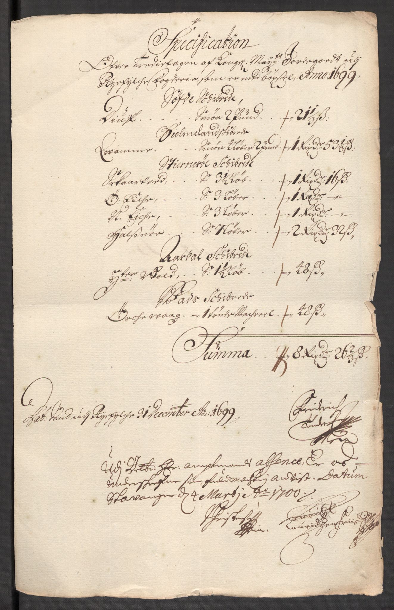 Rentekammeret inntil 1814, Reviderte regnskaper, Fogderegnskap, RA/EA-4092/R47/L2858: Fogderegnskap Ryfylke, 1697-1700, p. 259