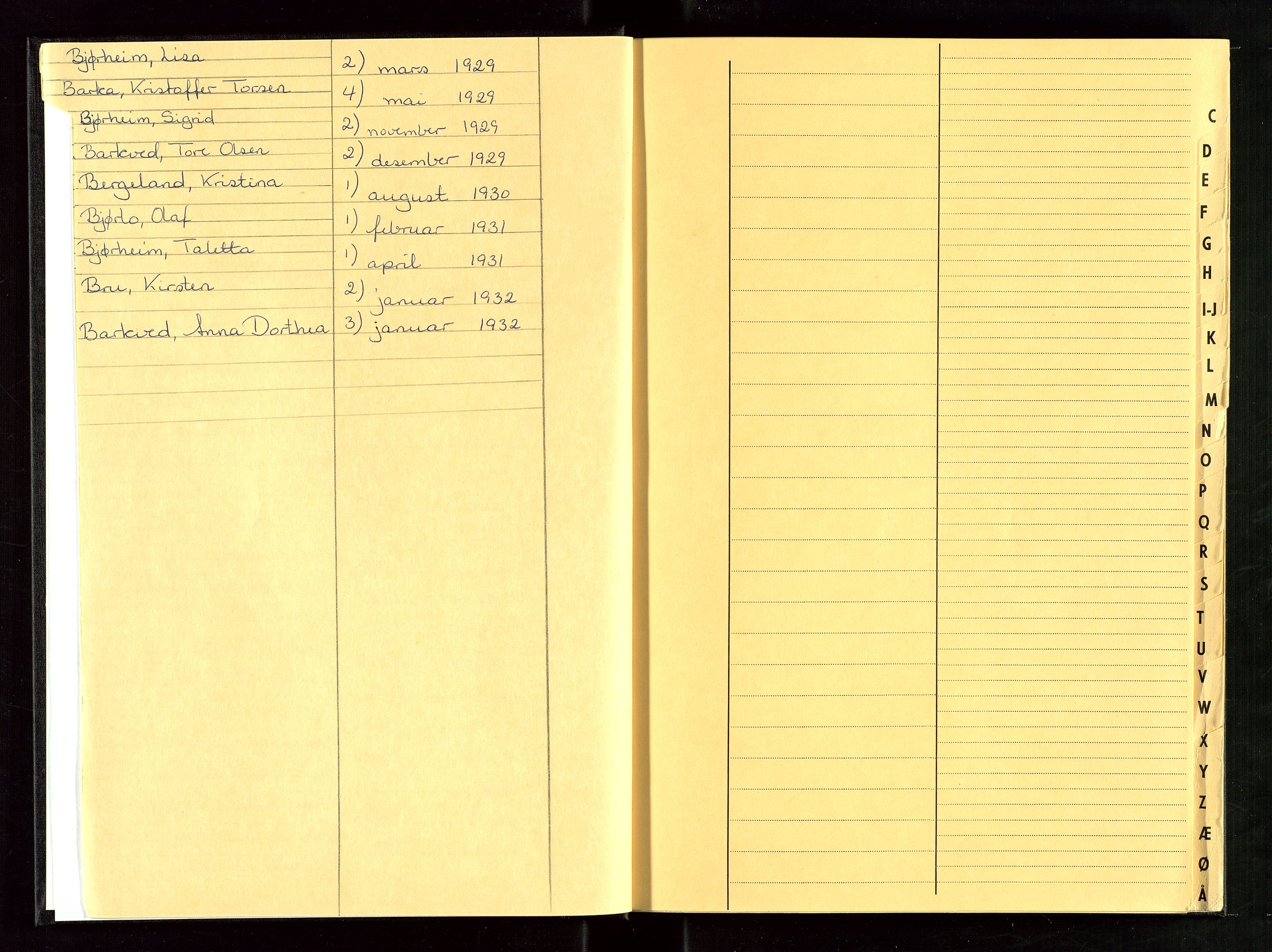 Strand og Forsand lensmannskontor, SAST/A-100451/Gga/L0003: Register til dødsfallprotokoll nr. 2,4,5,6, 1920-1963, p. 5