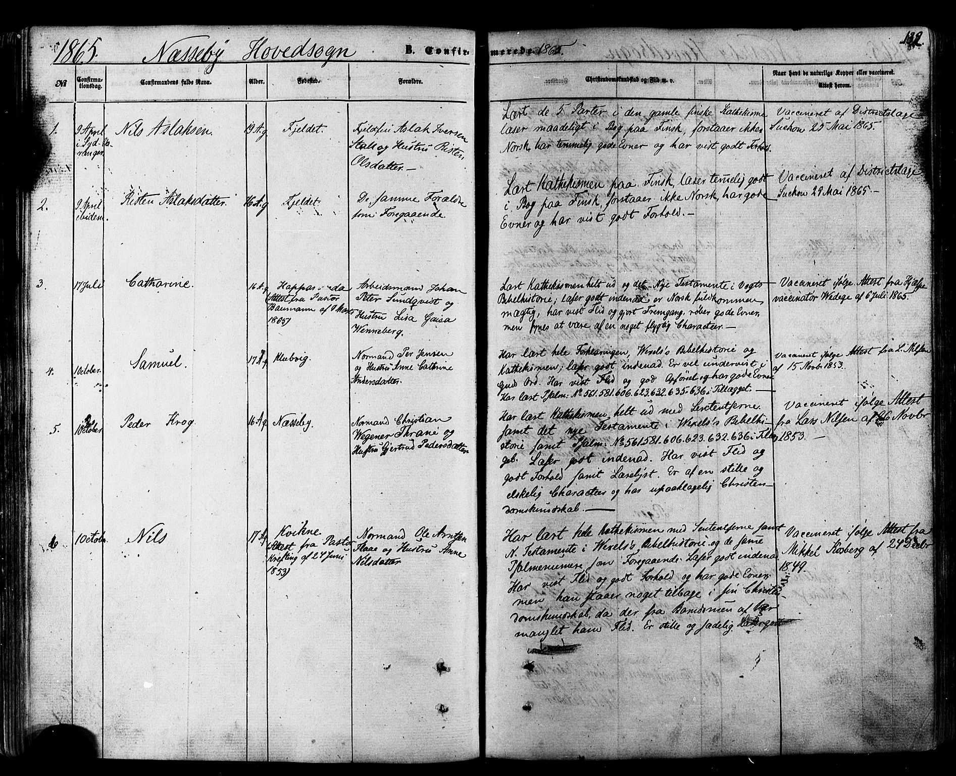 Nesseby sokneprestkontor, SATØ/S-1330/H/Ha/L0003kirke: Parish register (official) no. 3 /1, 1865-1876, p. 132