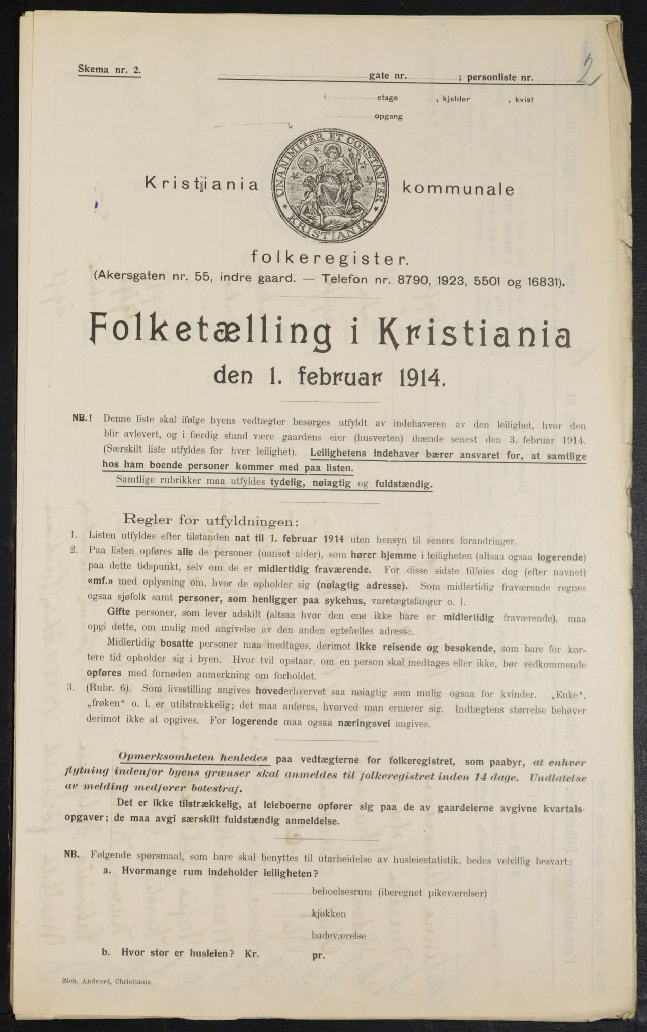 OBA, Municipal Census 1914 for Kristiania, 1914, p. 123001