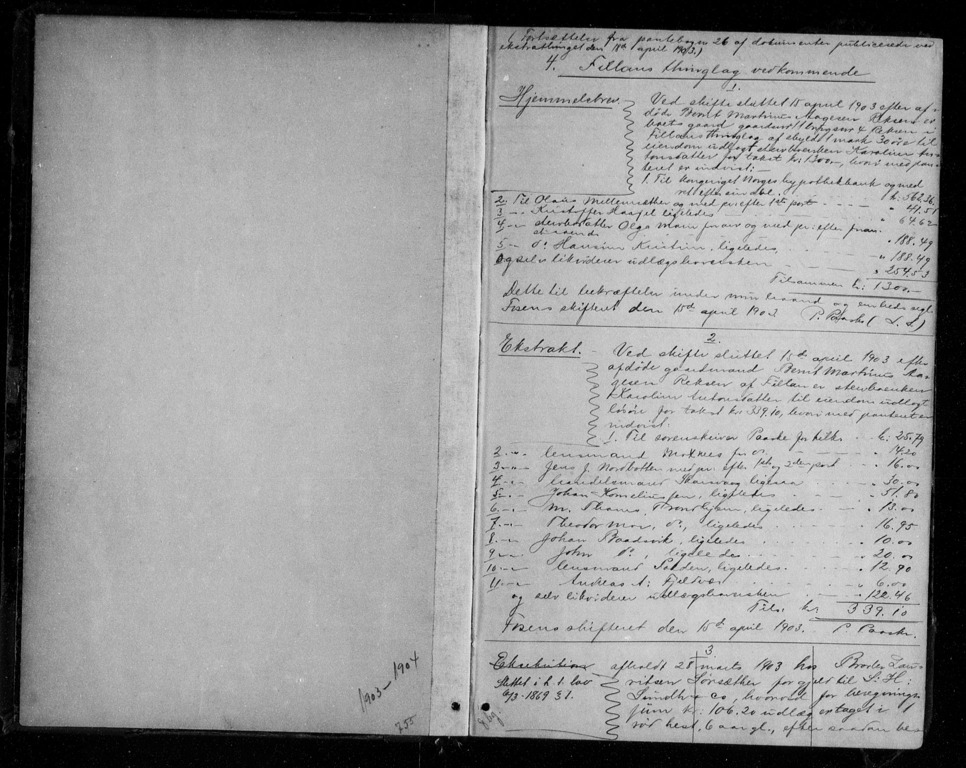 Fosen sorenskriveri, AV/SAT-A-1107/1/2/2C/L0036: Mortgage book no. 27, 1903-1904