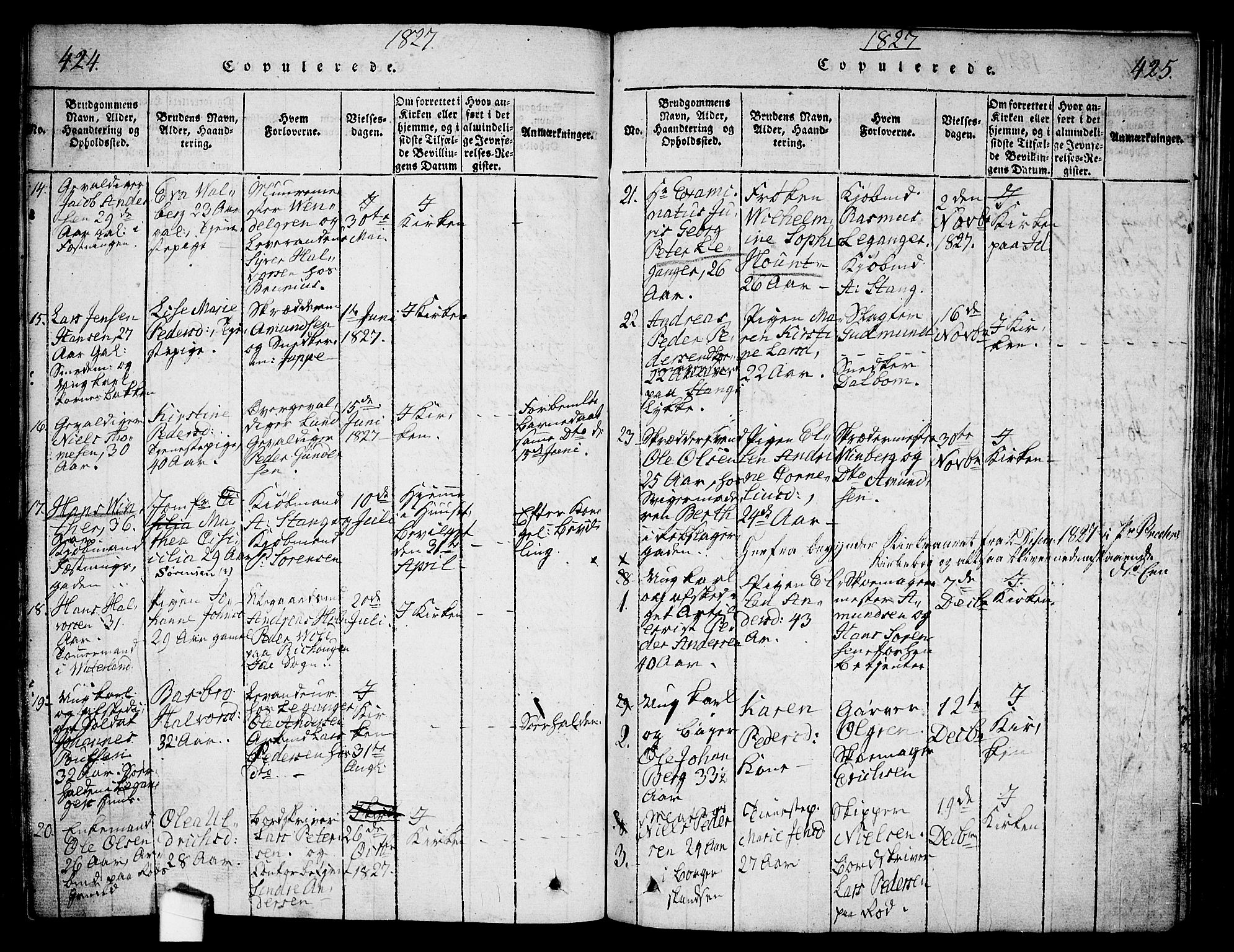 Halden prestekontor Kirkebøker, SAO/A-10909/G/Ga/L0001: Parish register (copy) no. 1, 1815-1833, p. 424-425