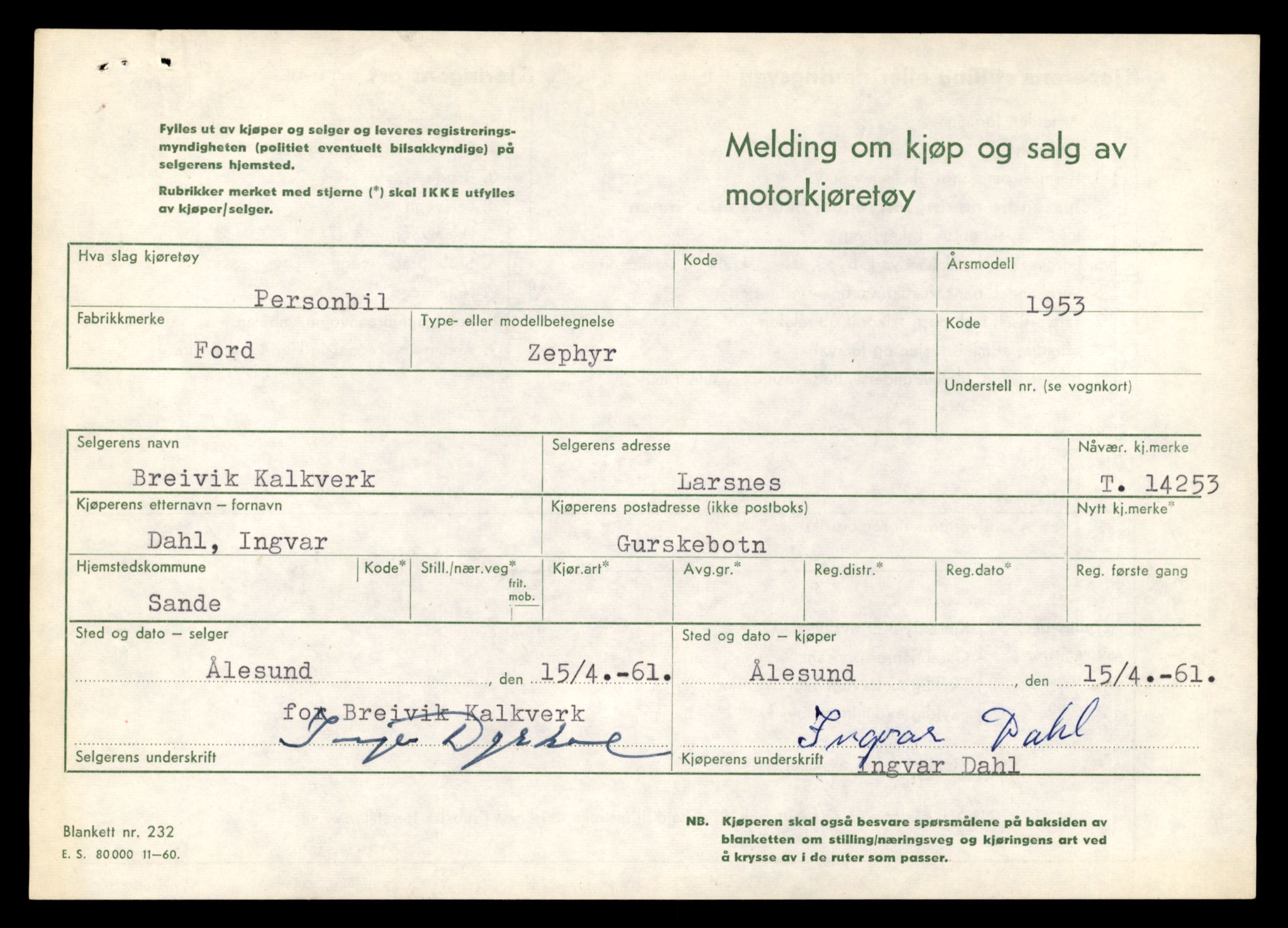 Møre og Romsdal vegkontor - Ålesund trafikkstasjon, AV/SAT-A-4099/F/Fe/L0044: Registreringskort for kjøretøy T 14205 - T 14319, 1927-1998, p. 1462
