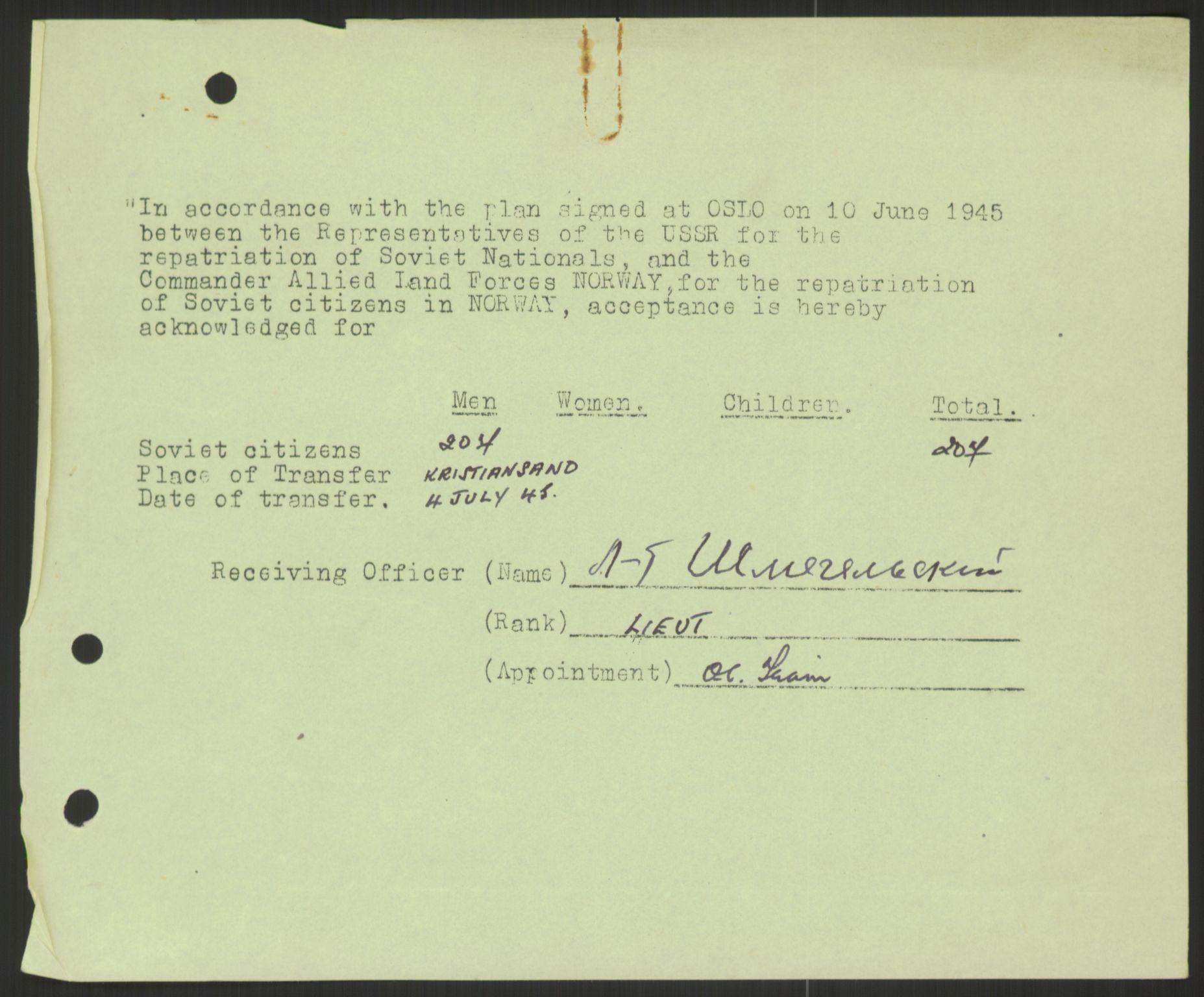 Flyktnings- og fangedirektoratet, Repatrieringskontoret, AV/RA-S-1681/D/Db/L0022: Displaced Persons (DPs) og sivile tyskere, 1945-1948, p. 522