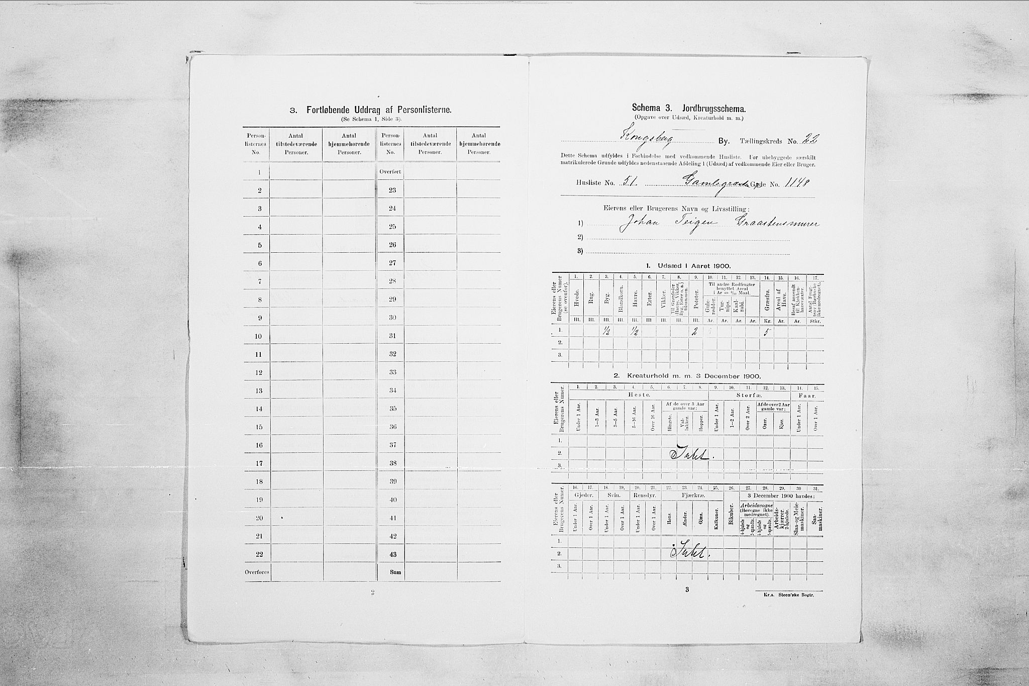 RA, 1900 census for Kongsberg, 1900, p. 4493