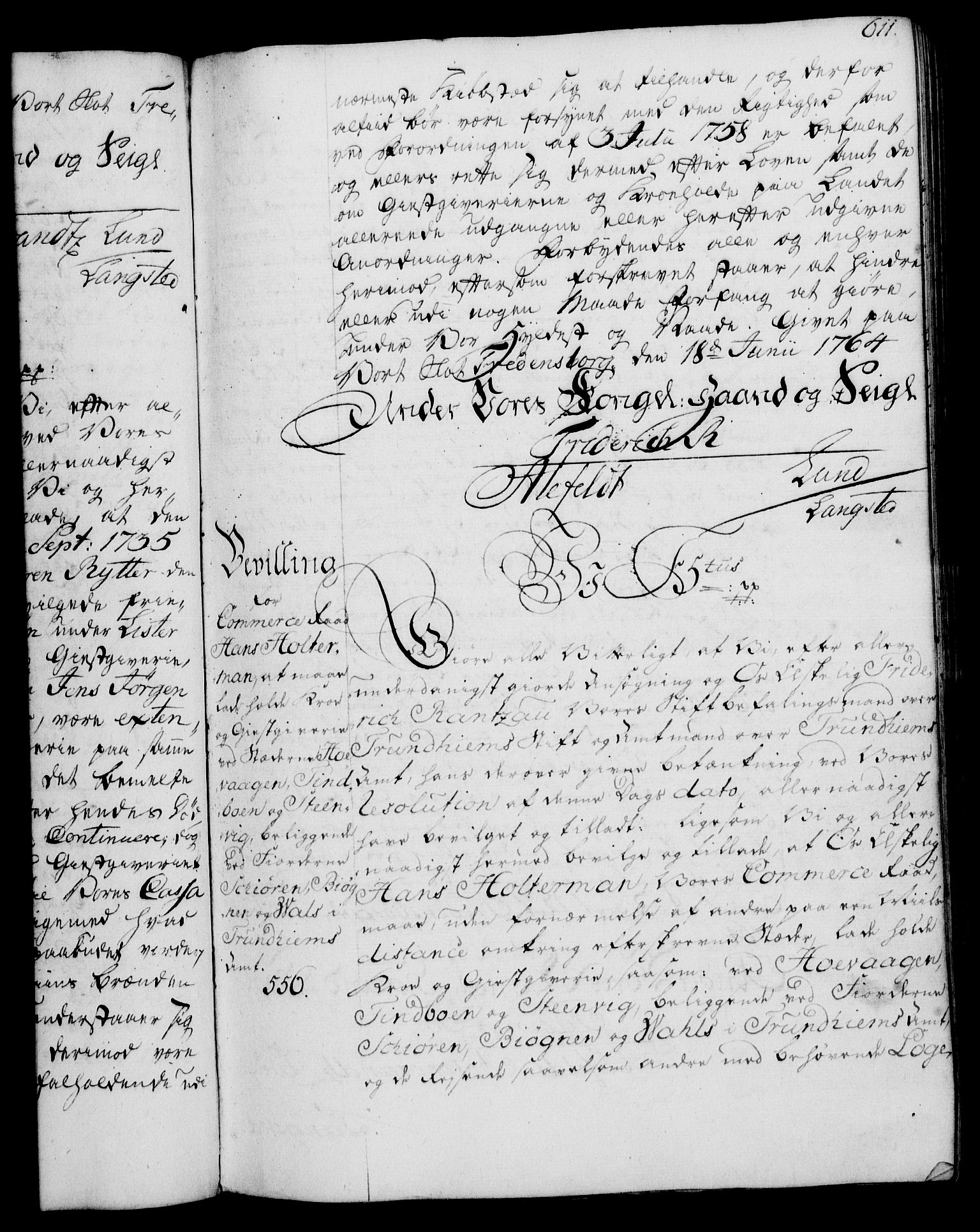 Rentekammeret, Kammerkanselliet, RA/EA-3111/G/Gg/Gga/L0007: Norsk ekspedisjonsprotokoll med register (merket RK 53.7), 1759-1768, p. 611