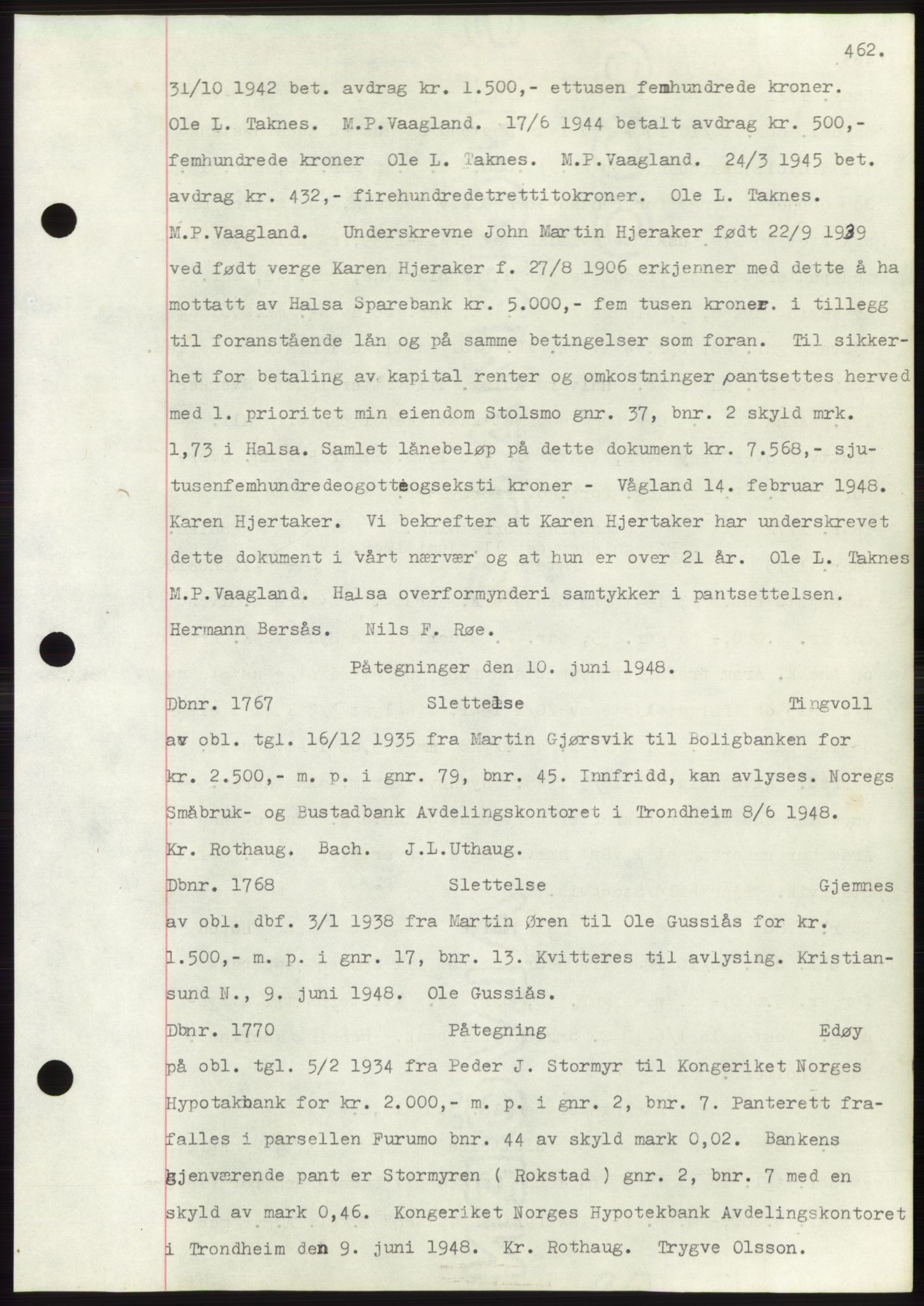 Nordmøre sorenskriveri, AV/SAT-A-4132/1/2/2Ca: Mortgage book no. C82b, 1946-1951, Diary no: : 1967/1948