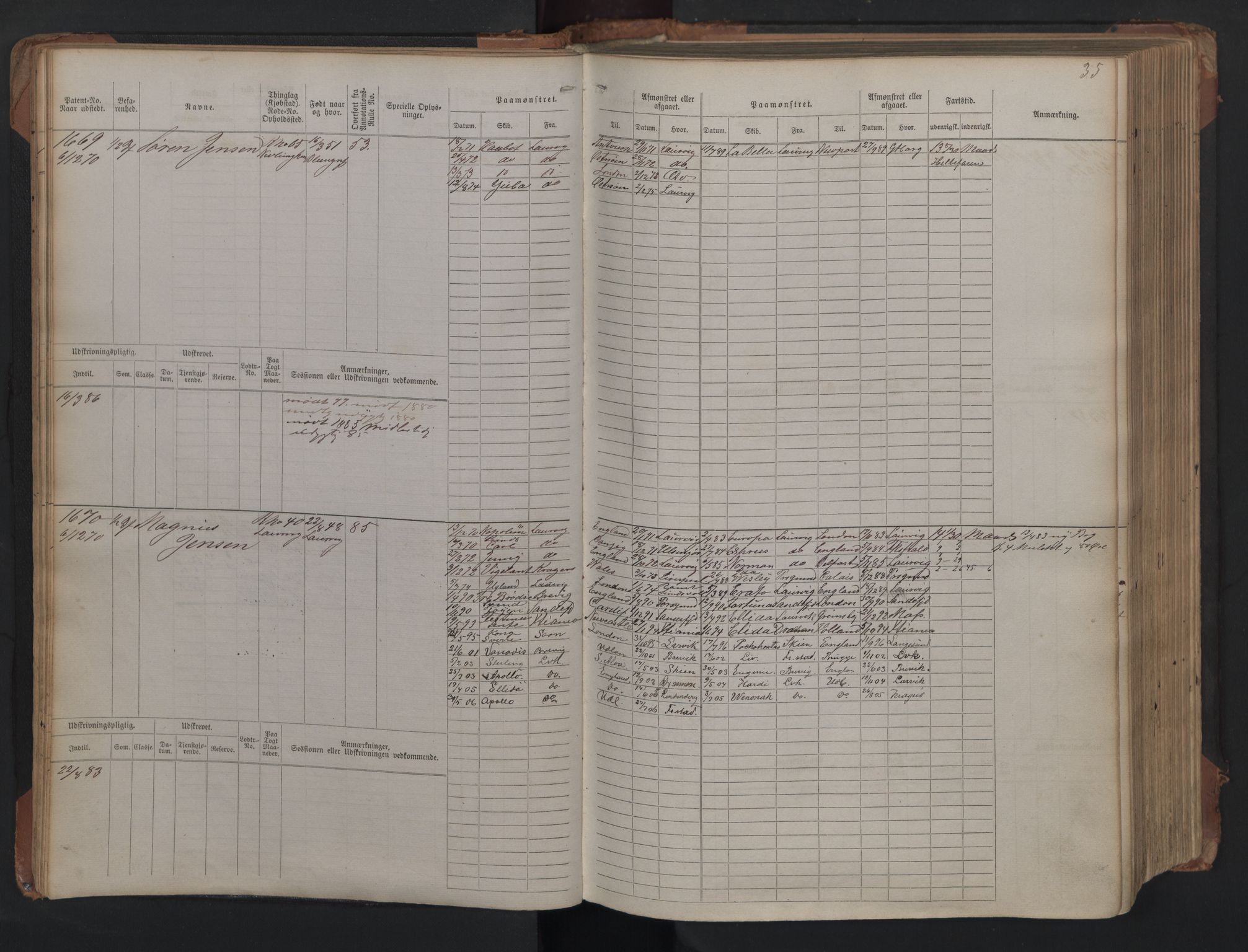 Larvik innrulleringskontor, AV/SAKO-A-787/F/Fc/L0005: Hovedrulle, 1868, p. 35