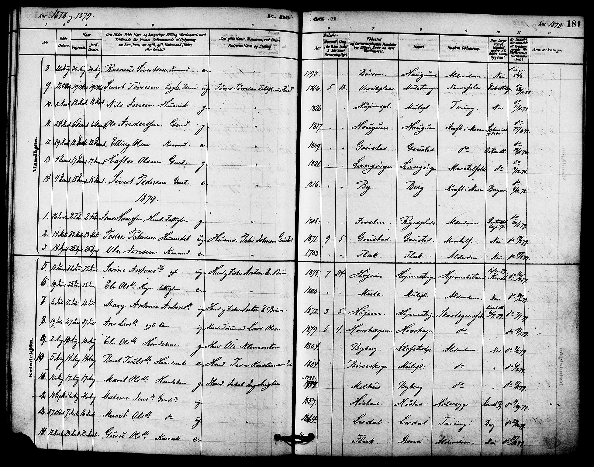 Ministerialprotokoller, klokkerbøker og fødselsregistre - Sør-Trøndelag, SAT/A-1456/612/L0378: Parish register (official) no. 612A10, 1878-1897, p. 181
