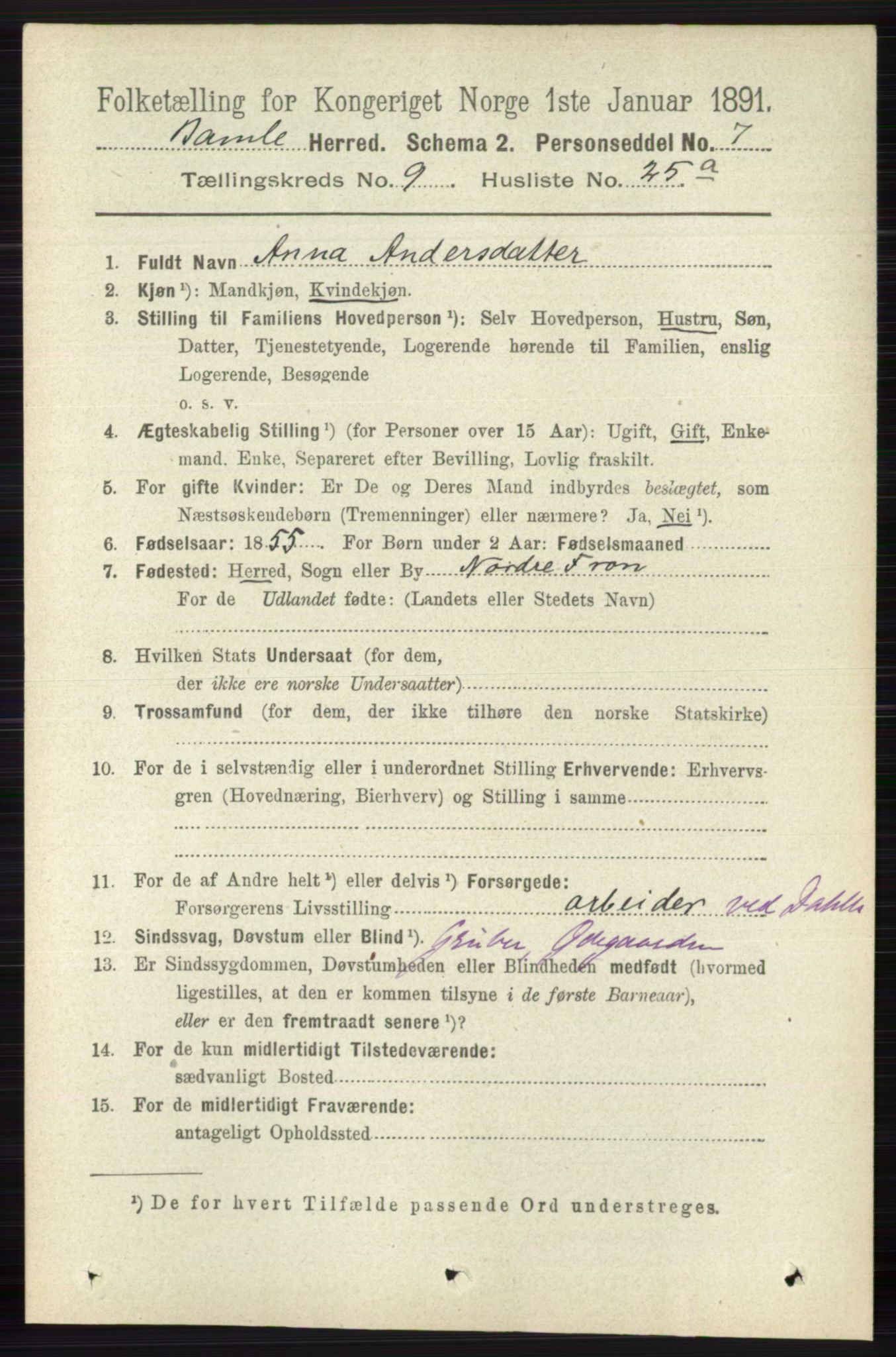 RA, 1891 census for 0814 Bamble, 1891, p. 4367