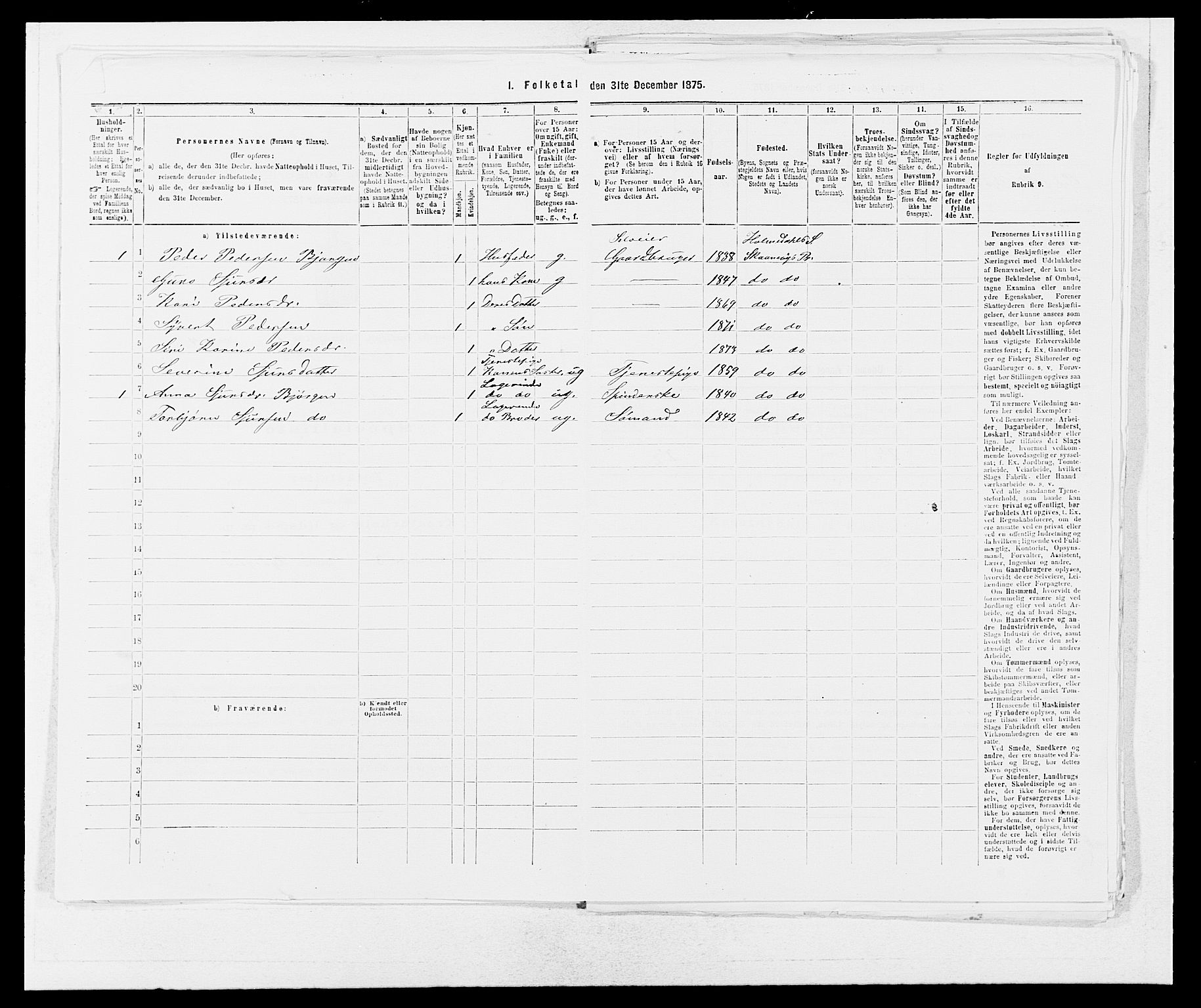 SAB, 1875 census for 1212P Skånevik, 1875, p. 32