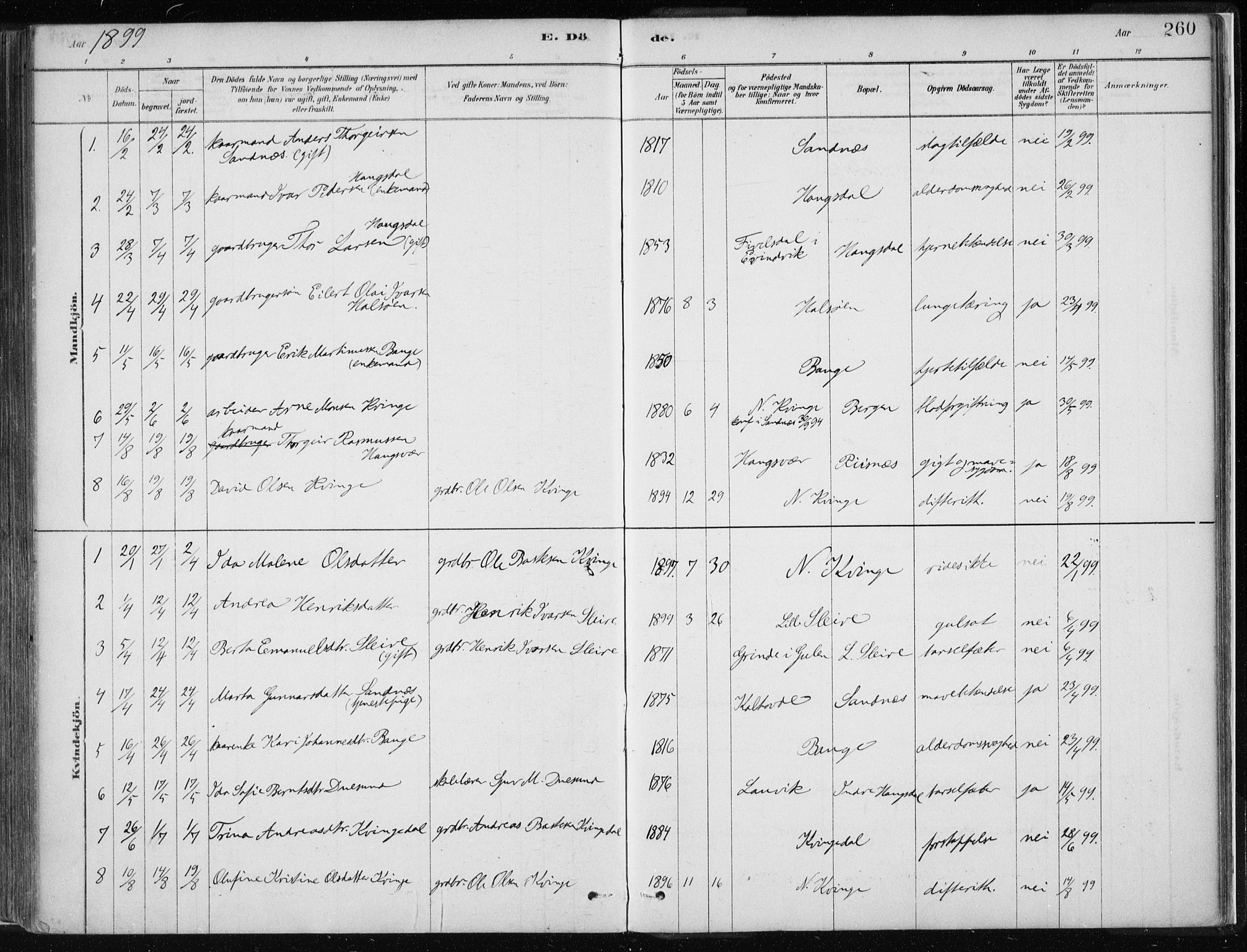 Masfjorden Sokneprestembete, SAB/A-77001: Parish register (official) no. B  1, 1876-1899, p. 260