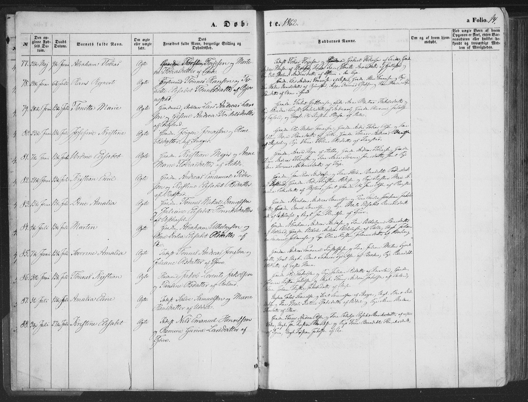 Lista sokneprestkontor, SAK/1111-0027/F/Fa/L0011: Parish register (official) no. A 11, 1861-1878, p. 14