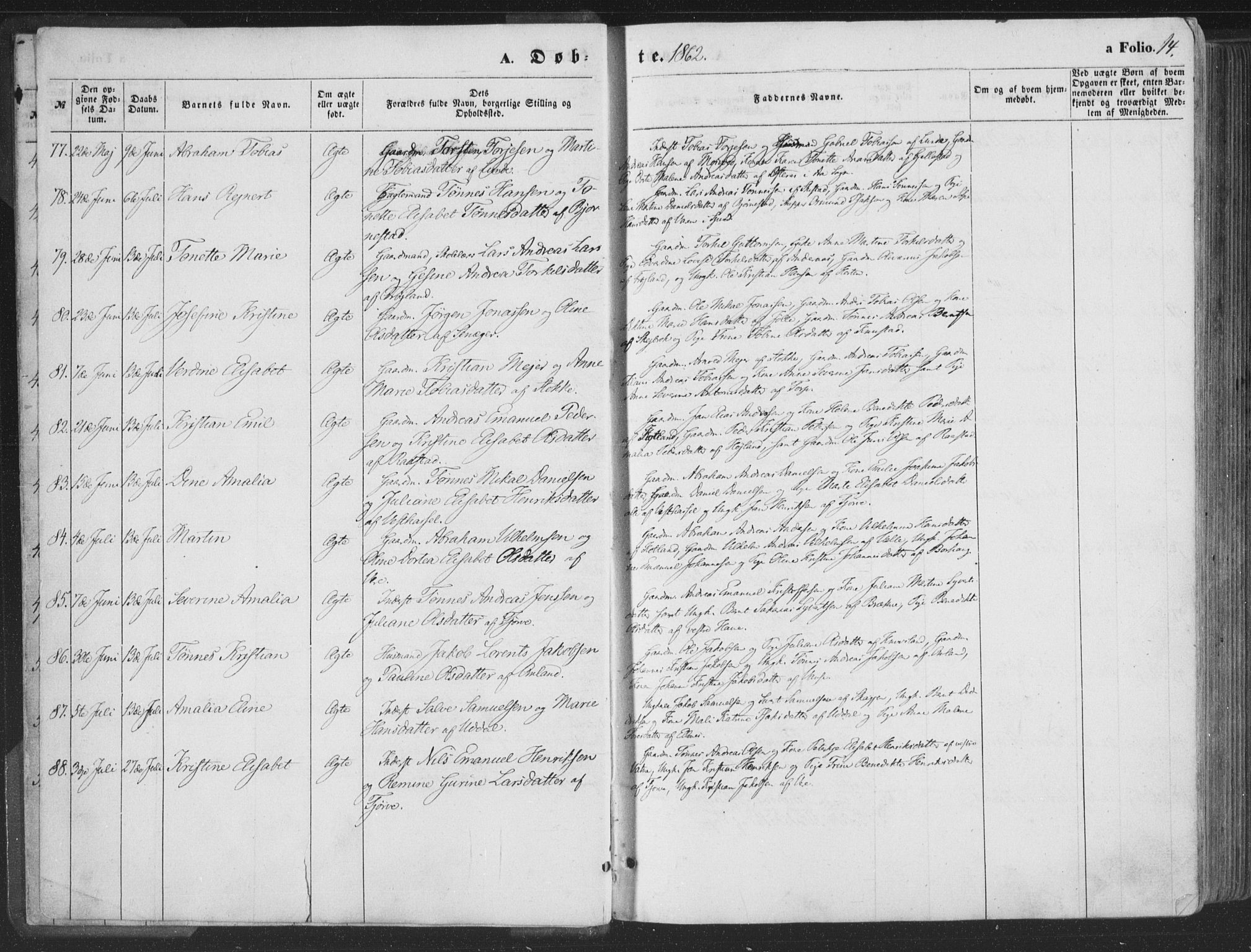 Lista sokneprestkontor, AV/SAK-1111-0027/F/Fa/L0011: Parish register (official) no. A 11, 1861-1878, p. 14