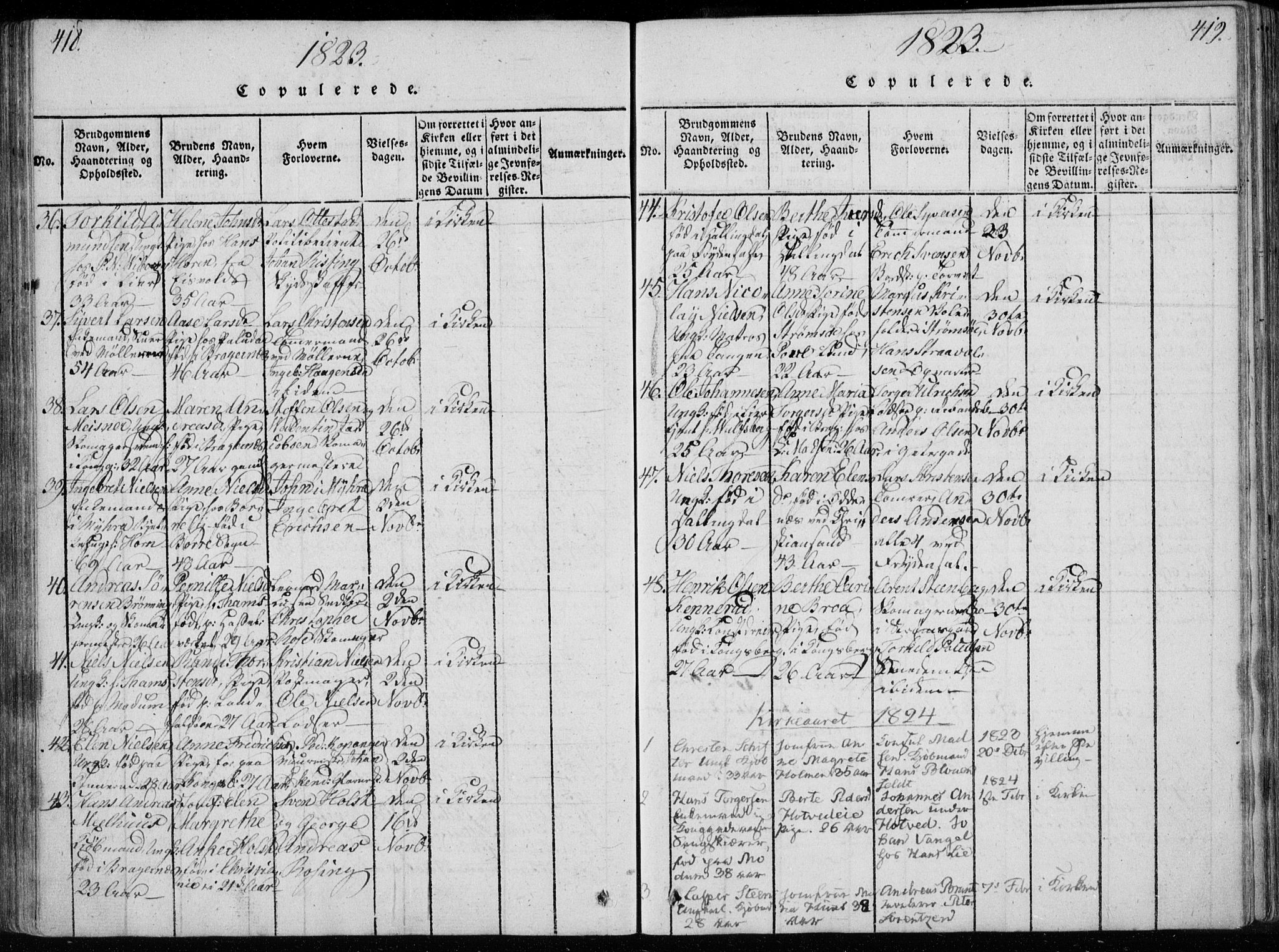 Bragernes kirkebøker, AV/SAKO-A-6/F/Fa/L0007: Parish register (official) no. I 7, 1815-1829, p. 418-419