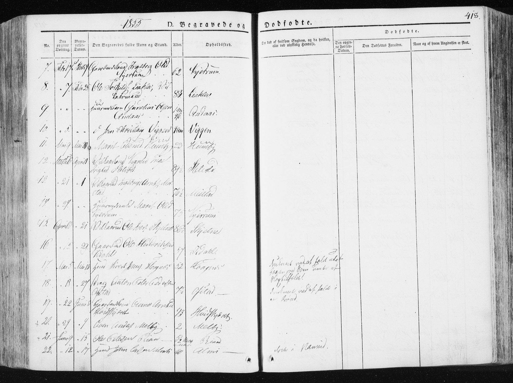 Ministerialprotokoller, klokkerbøker og fødselsregistre - Sør-Trøndelag, SAT/A-1456/665/L0771: Parish register (official) no. 665A06, 1830-1856, p. 418