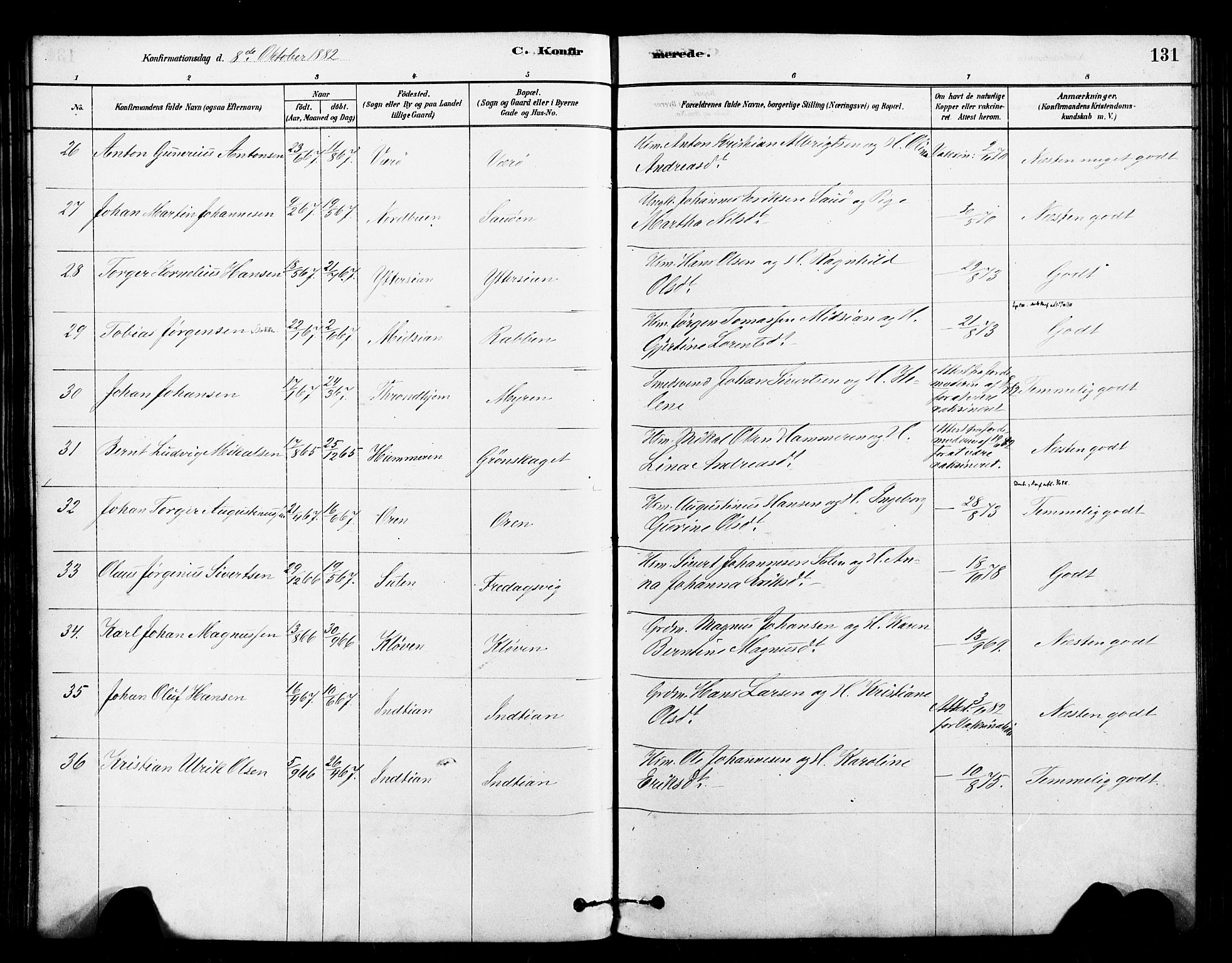 Ministerialprotokoller, klokkerbøker og fødselsregistre - Sør-Trøndelag, AV/SAT-A-1456/640/L0578: Parish register (official) no. 640A03, 1879-1889, p. 131