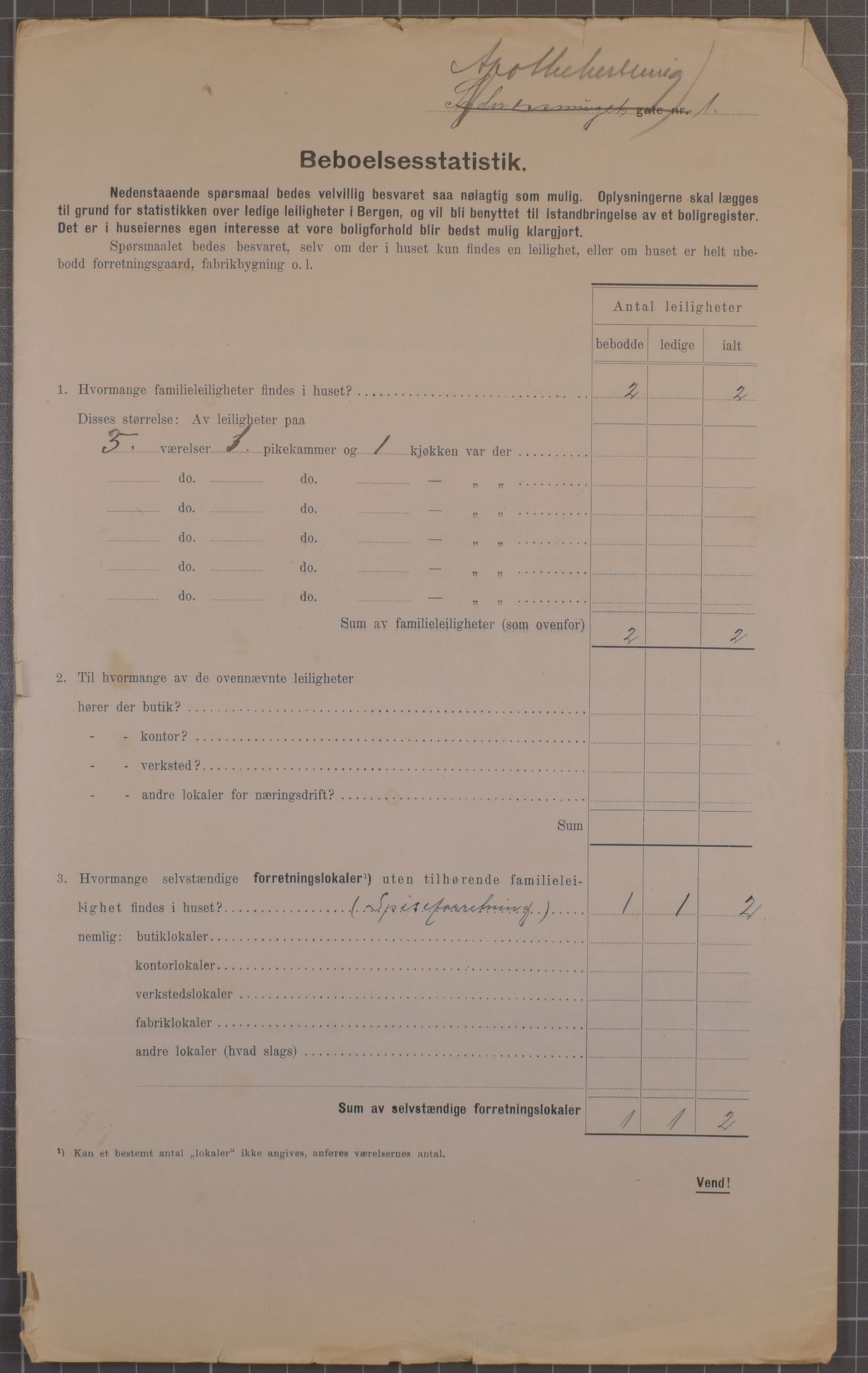 SAB, Municipal Census 1912 for Bergen, 1912, p. 1462