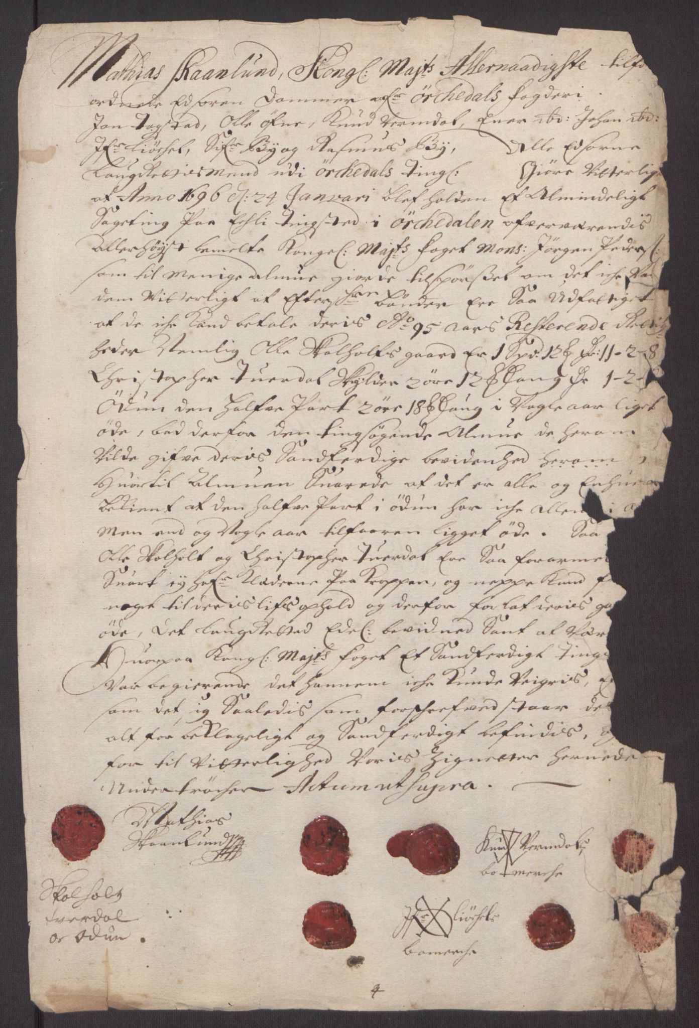 Rentekammeret inntil 1814, Reviderte regnskaper, Fogderegnskap, AV/RA-EA-4092/R60/L3945: Fogderegnskap Orkdal og Gauldal, 1695, p. 242