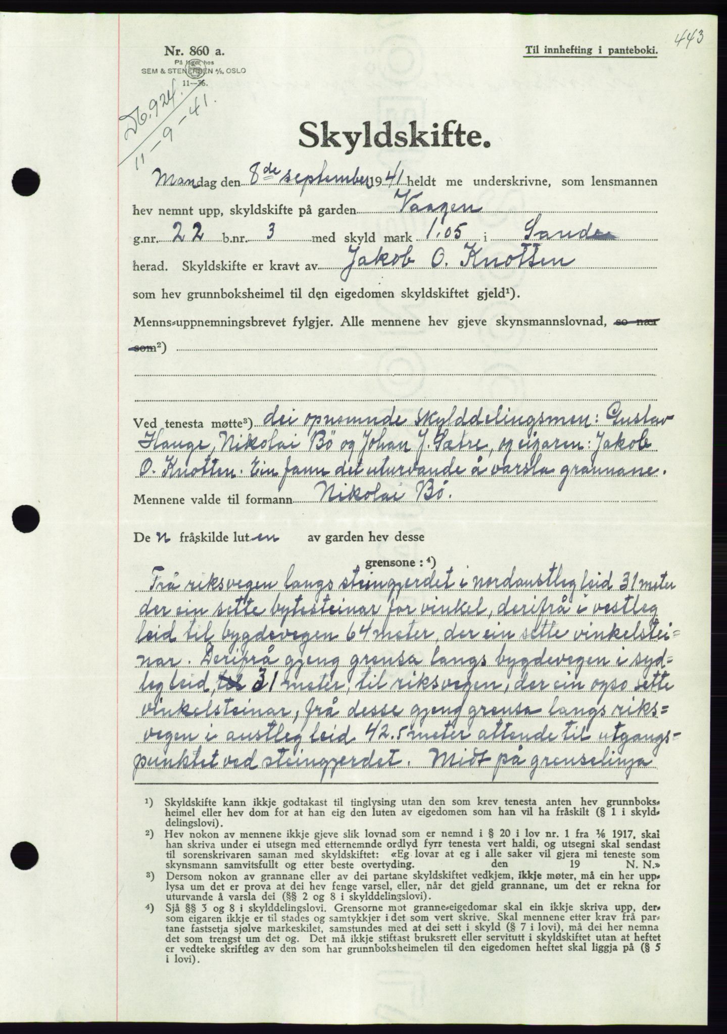 Søre Sunnmøre sorenskriveri, AV/SAT-A-4122/1/2/2C/L0071: Mortgage book no. 65, 1941-1941, Diary no: : 924/1941