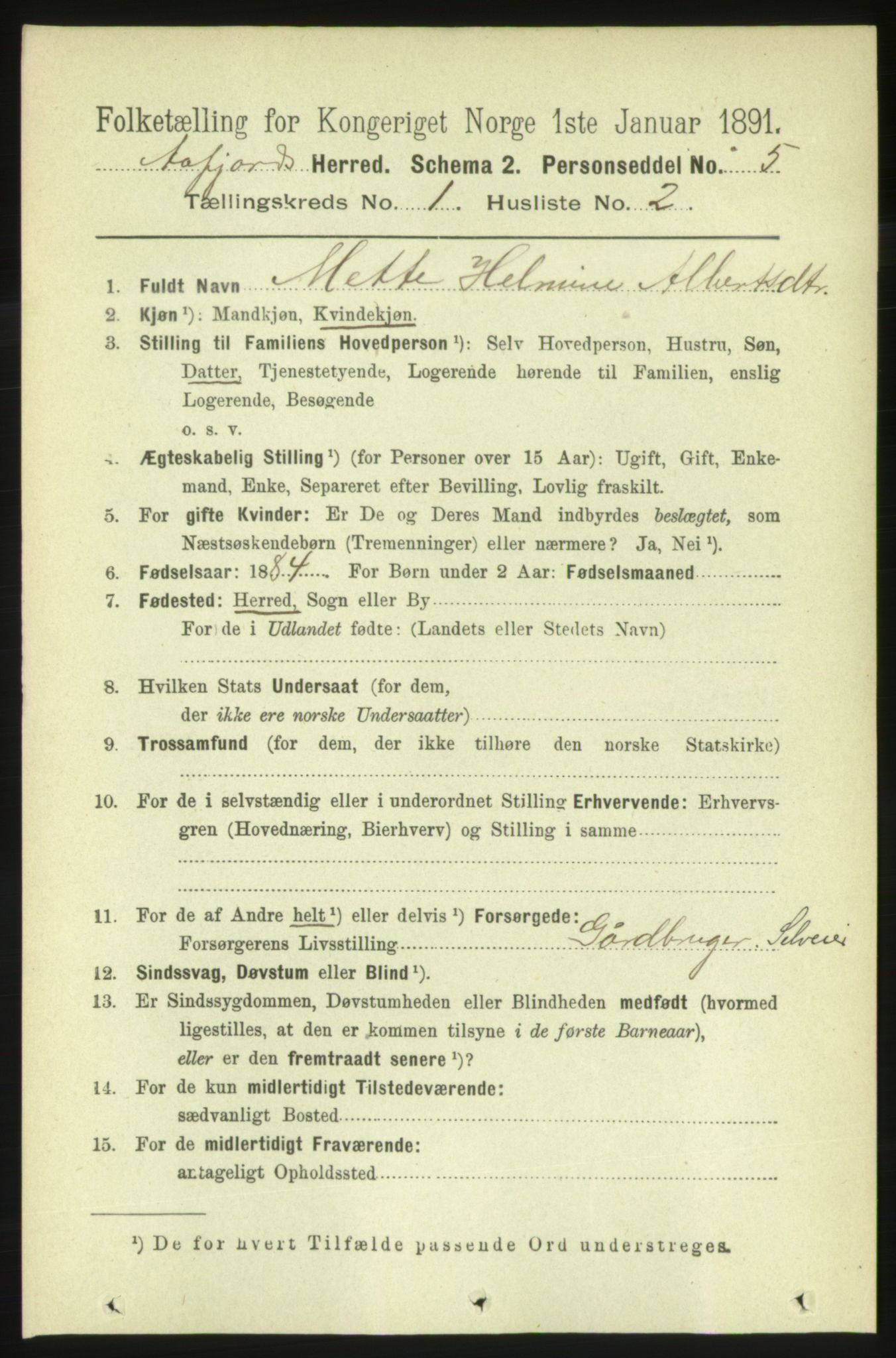 RA, 1891 census for 1630 Åfjord, 1891, p. 80