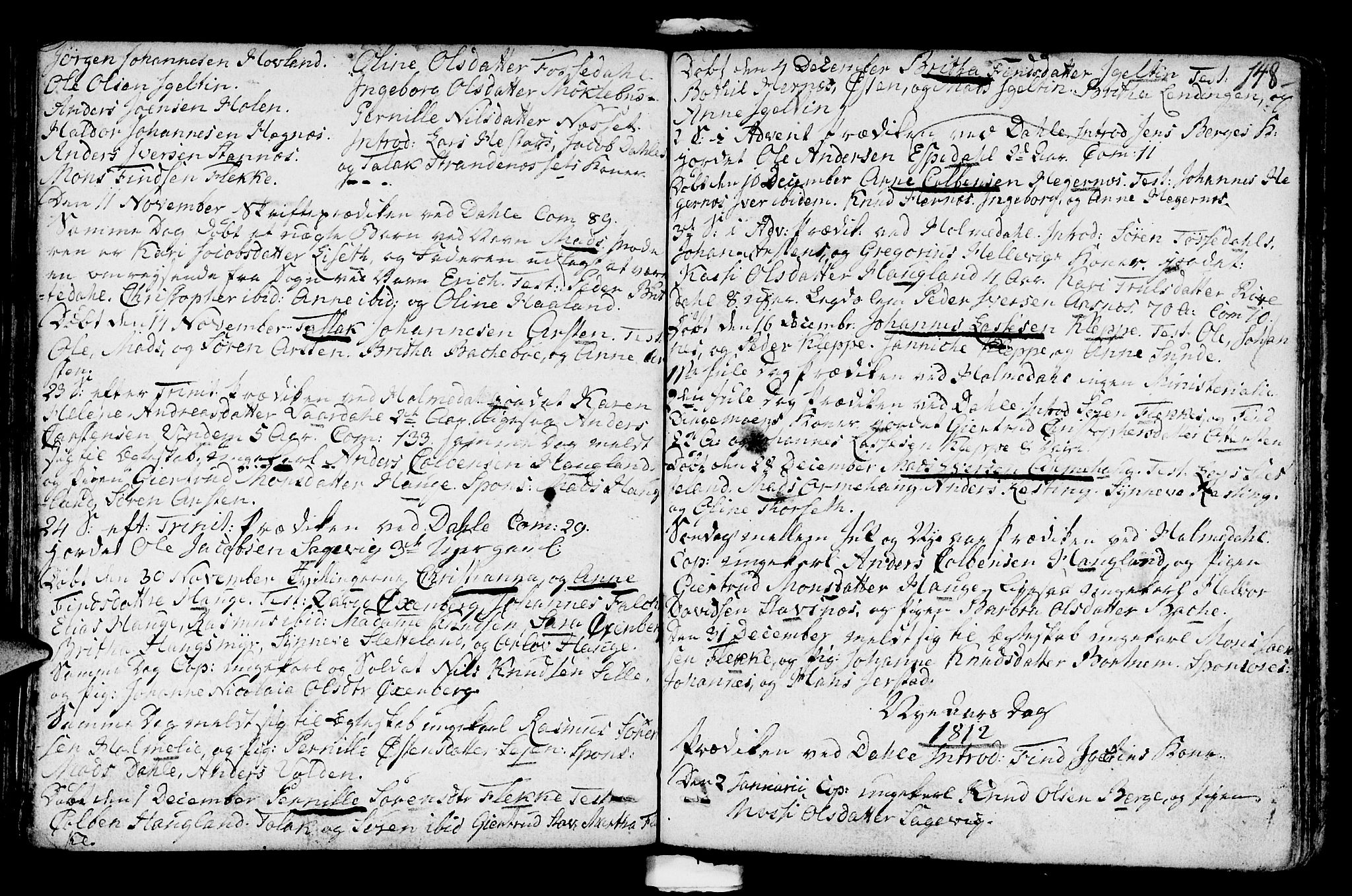 Fjaler sokneprestembete, AV/SAB-A-79801/H/Haa/Haaa/L0003: Parish register (official) no. A 3, 1799-1814, p. 148