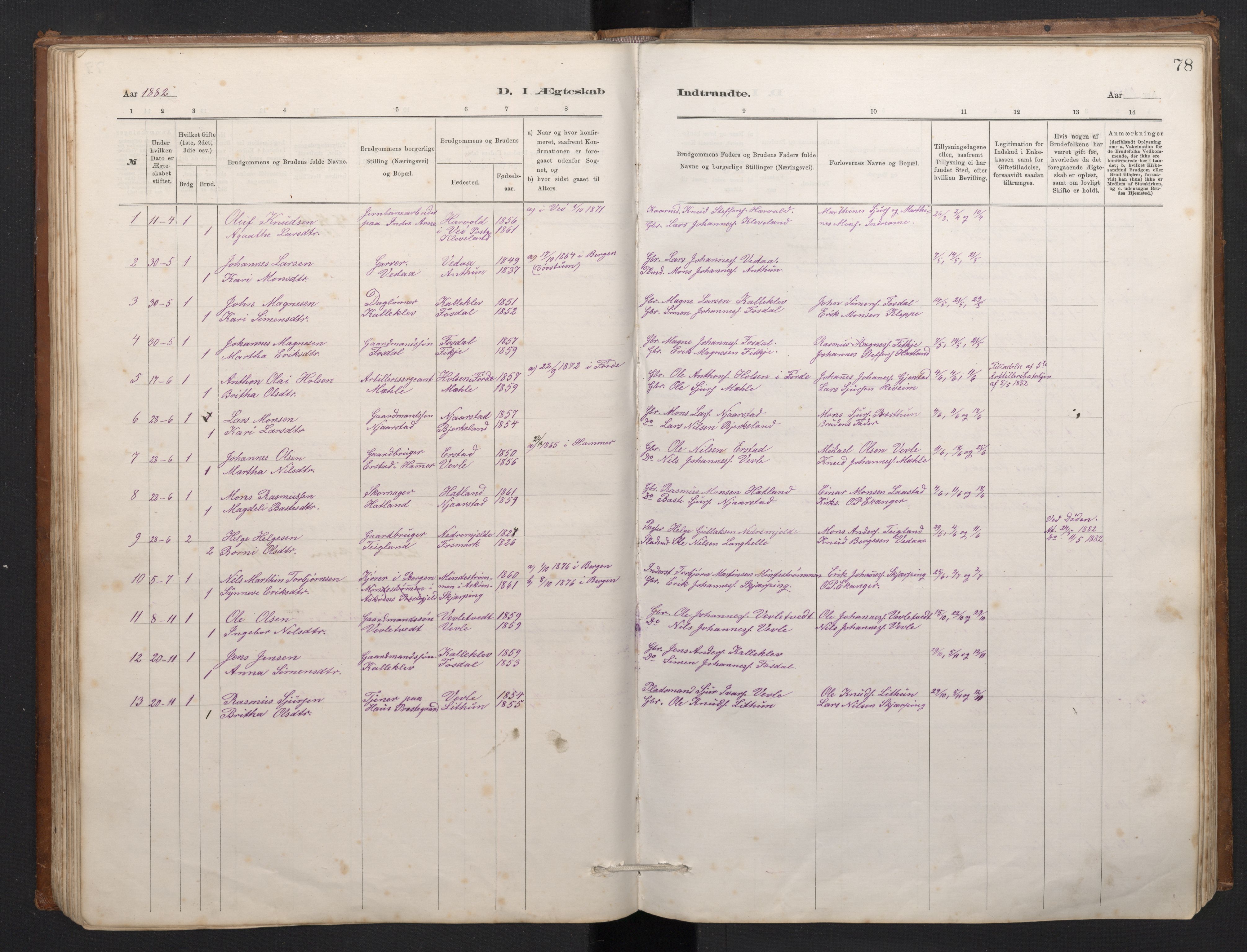 Haus sokneprestembete, AV/SAB-A-75601/H/Hab: Parish register (copy) no. C 2, 1878-1892, p. 77b-78a