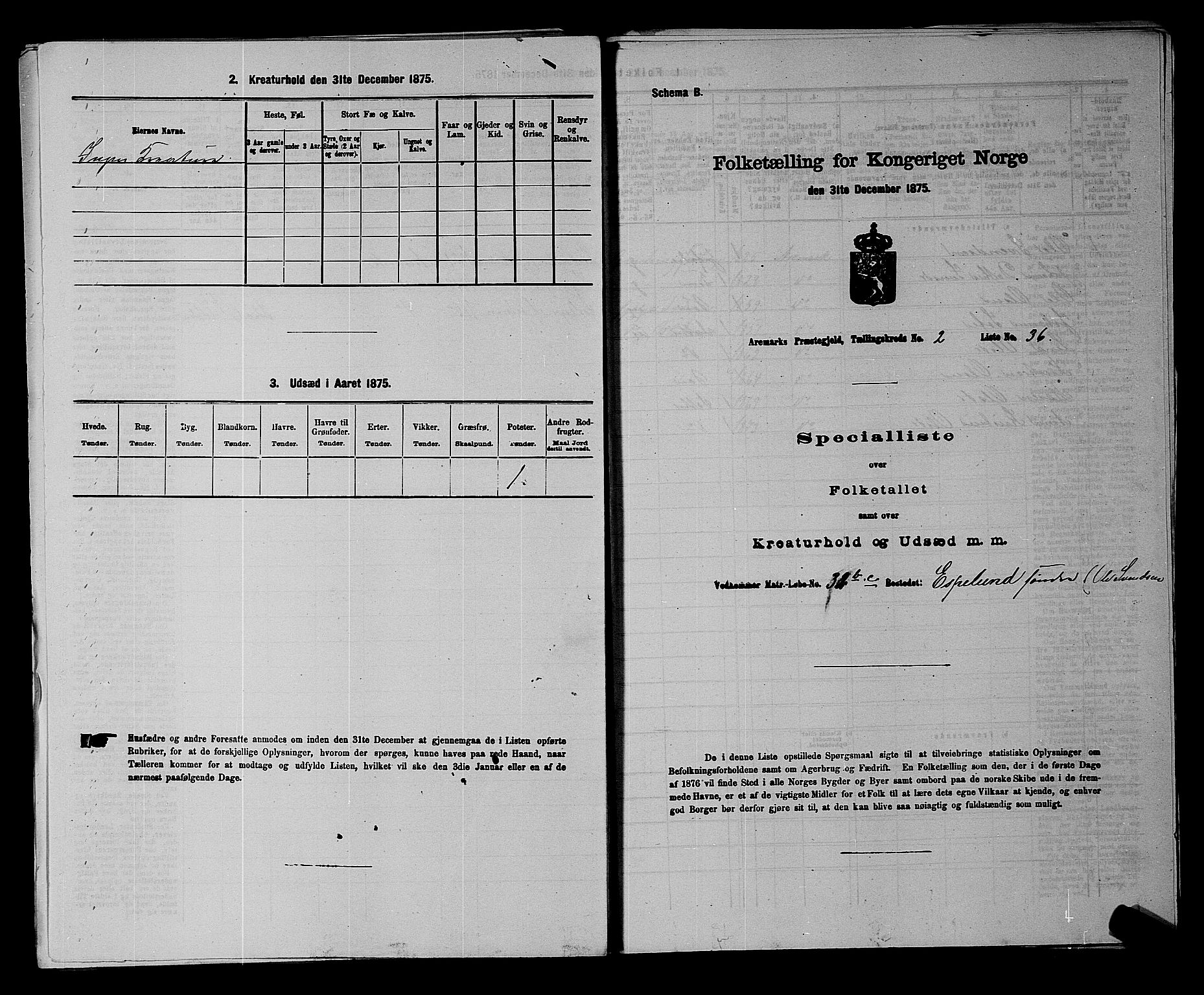 RA, 1875 census for 0118P Aremark, 1875, p. 353