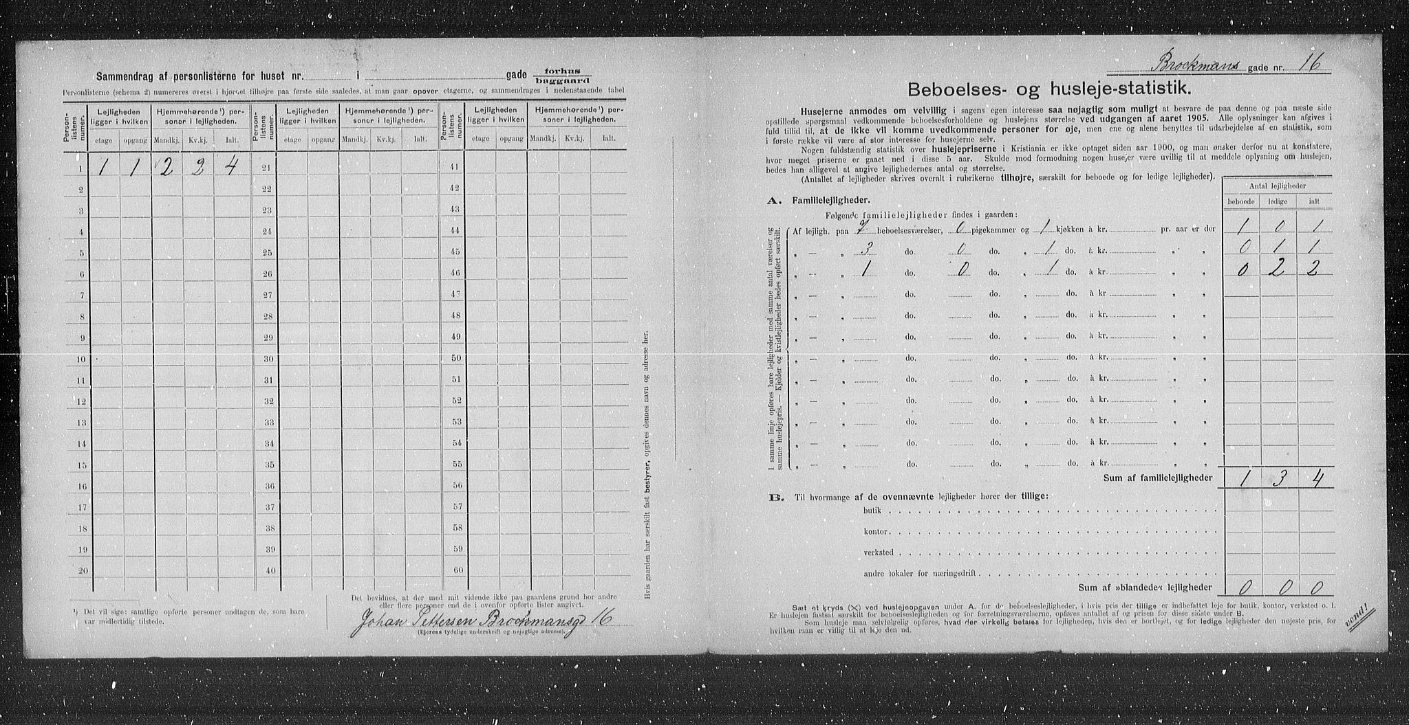 OBA, Municipal Census 1905 for Kristiania, 1905, p. 4875