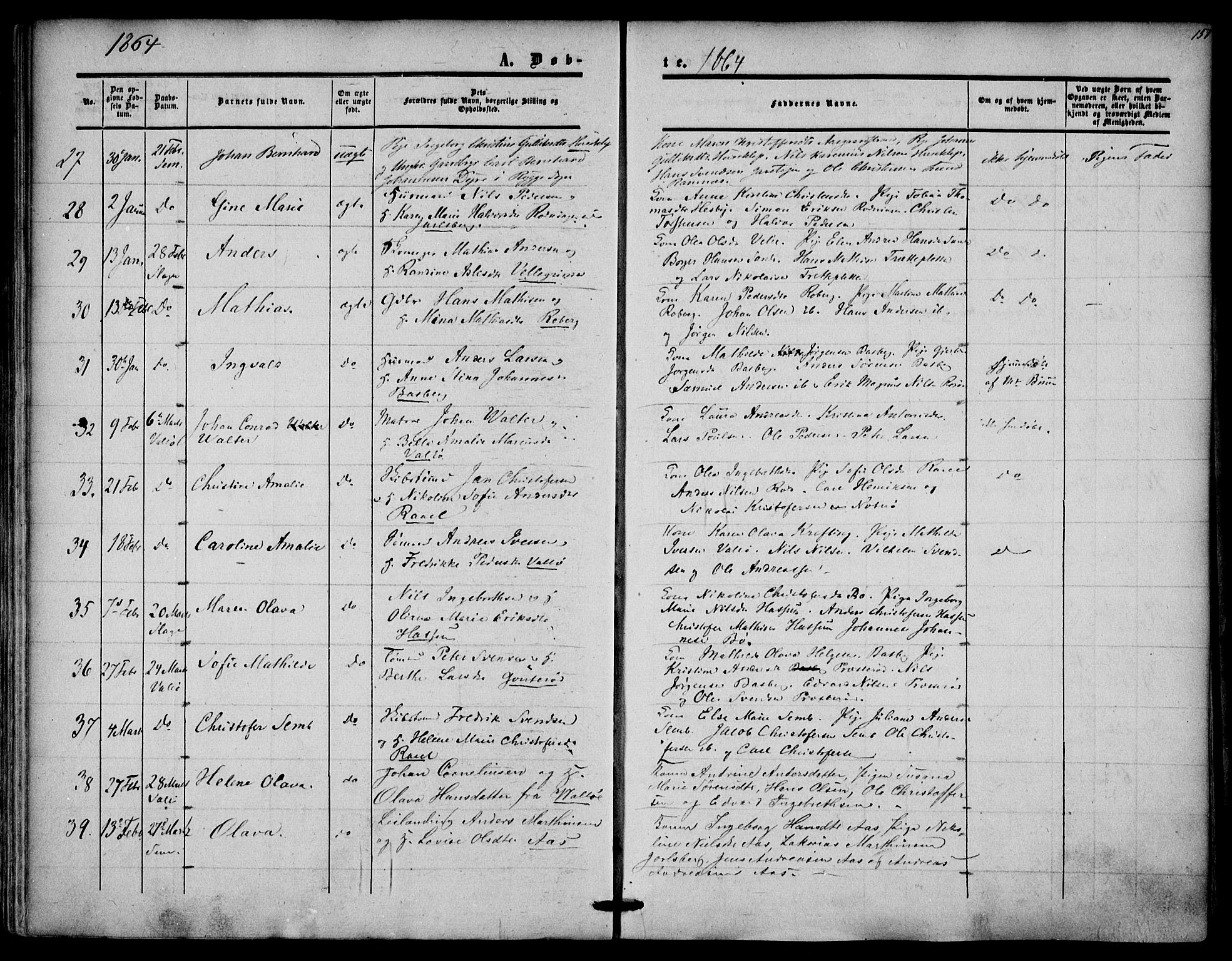Sem kirkebøker, SAKO/A-5/F/Fa/L0007: Parish register (official) no. I 7, 1856-1865, p. 157
