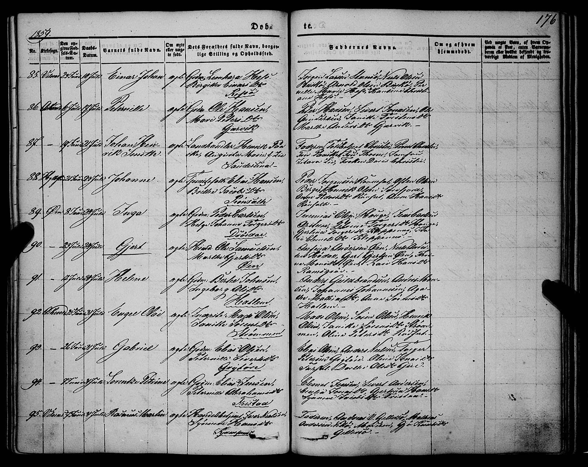 Askvoll sokneprestembete, AV/SAB-A-79501/H/Haa/Haaa/L0011/0001: Parish register (official) no. A 11 I, 1845-1864, p. 176