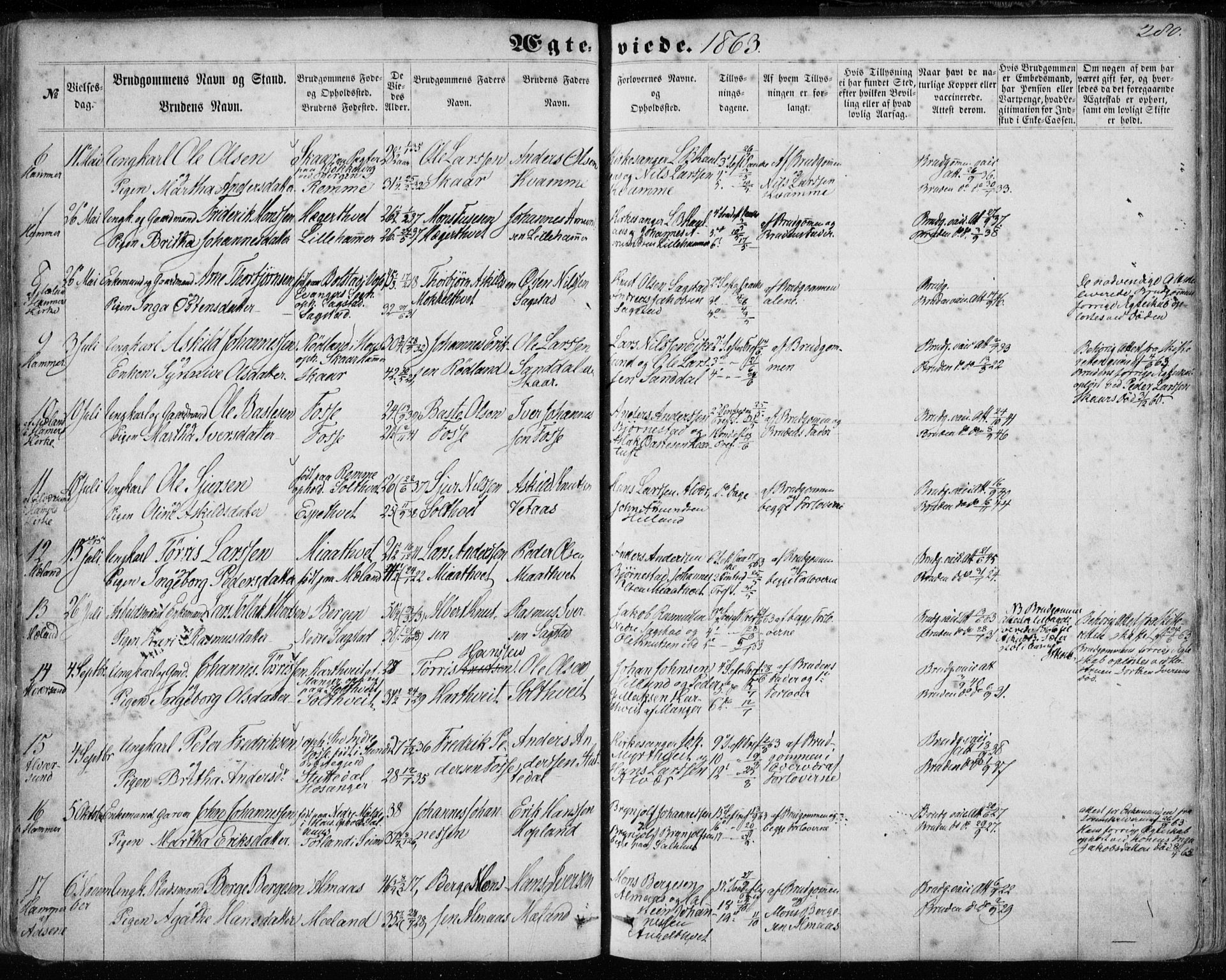 Hamre sokneprestembete, SAB/A-75501/H/Ha/Haa/Haaa/L0014: Parish register (official) no. A 14, 1858-1872, p. 280