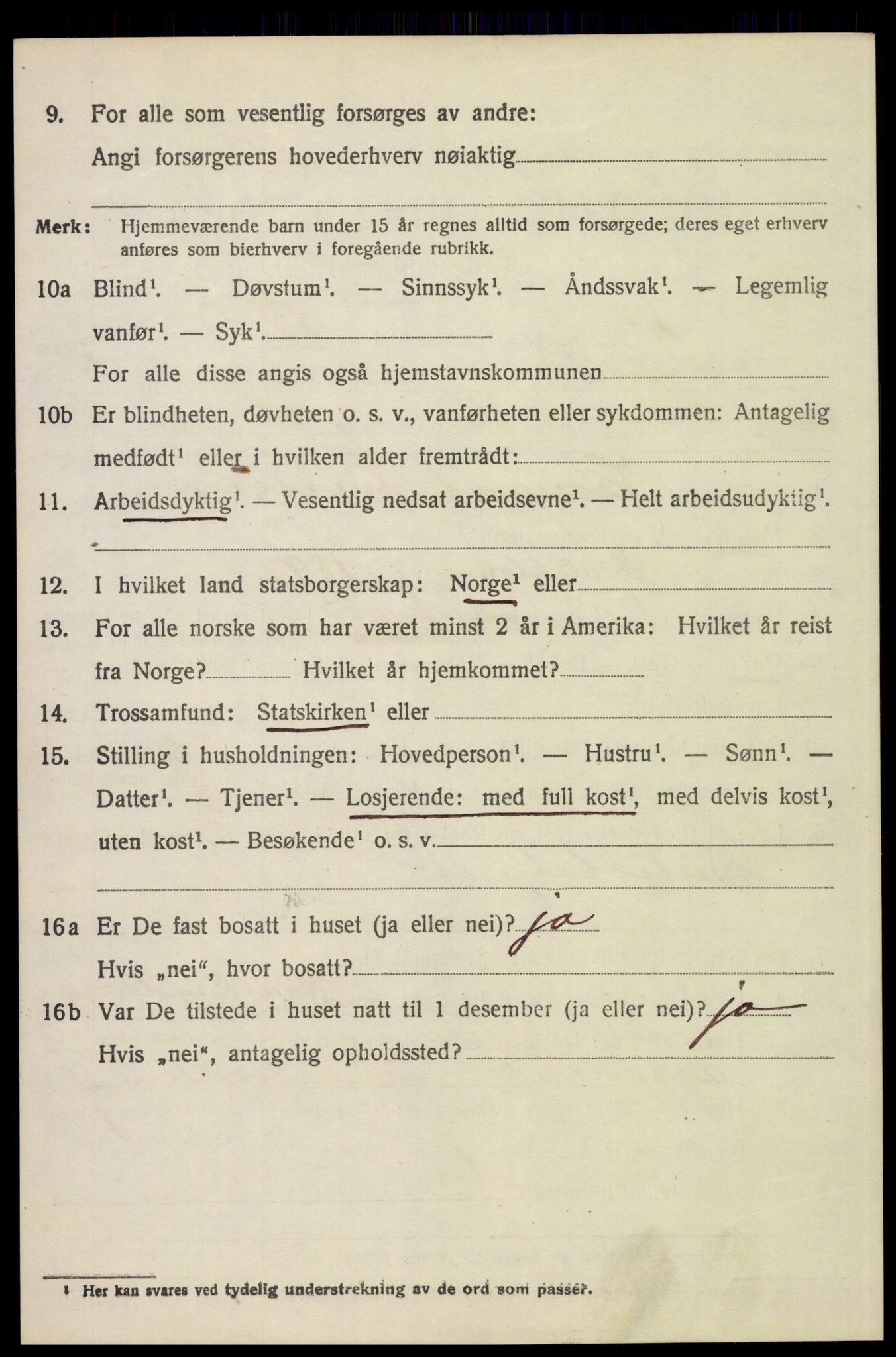 SAH, 1920 census for Tynset, 1920, p. 5503