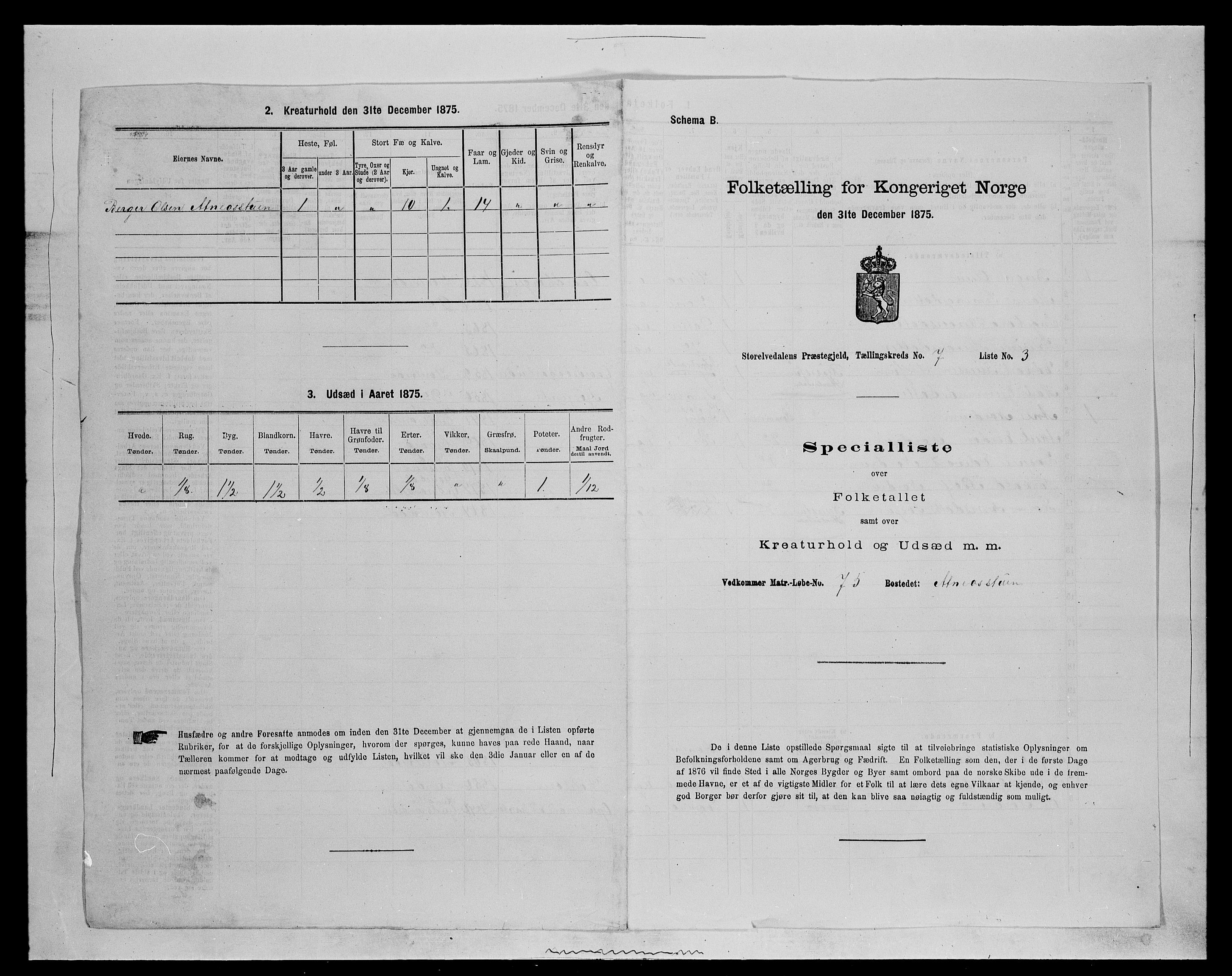 SAH, 1875 census for 0430P Stor-Elvdal, 1875, p. 821