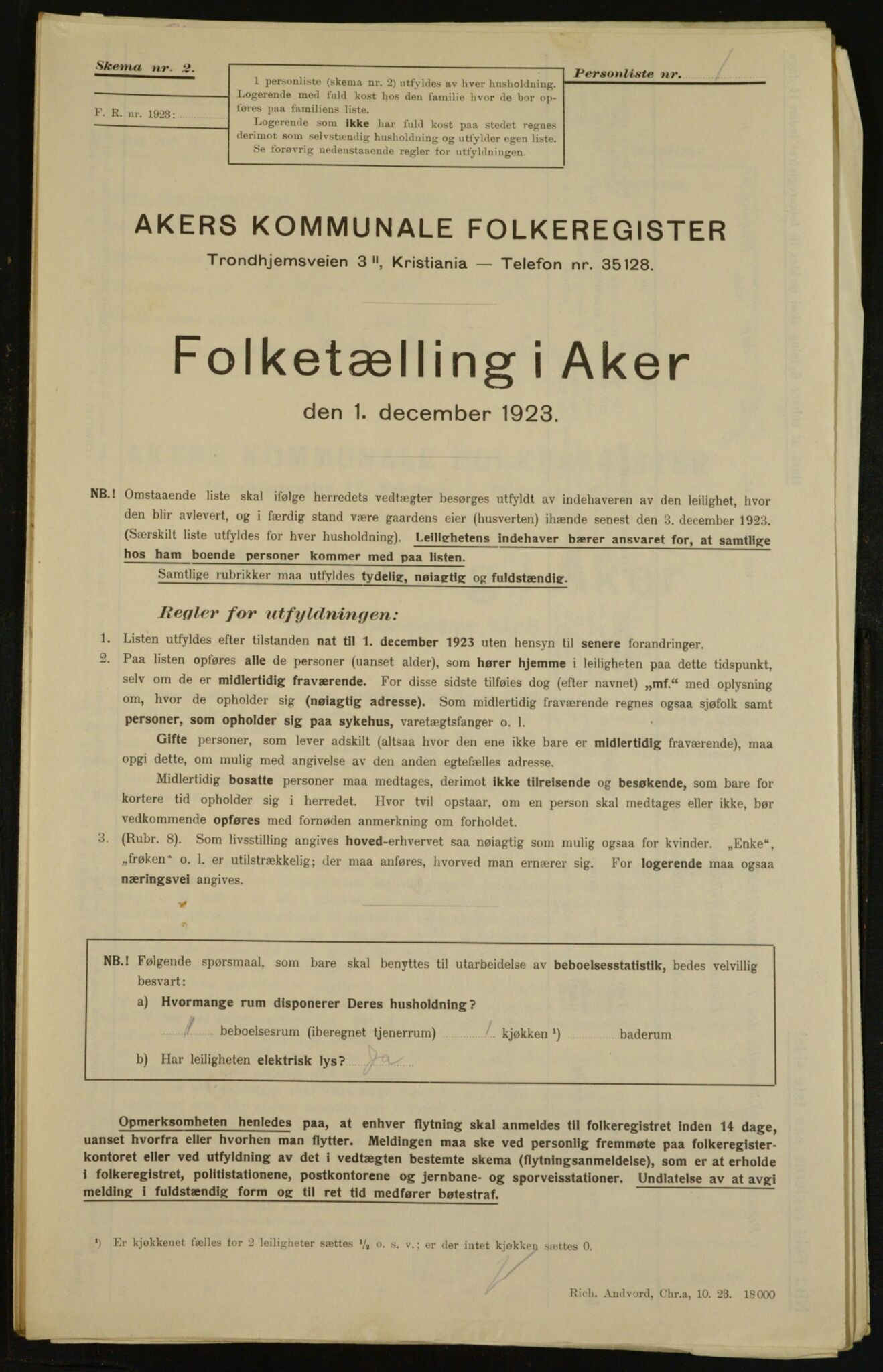 , Municipal Census 1923 for Aker, 1923, p. 35217