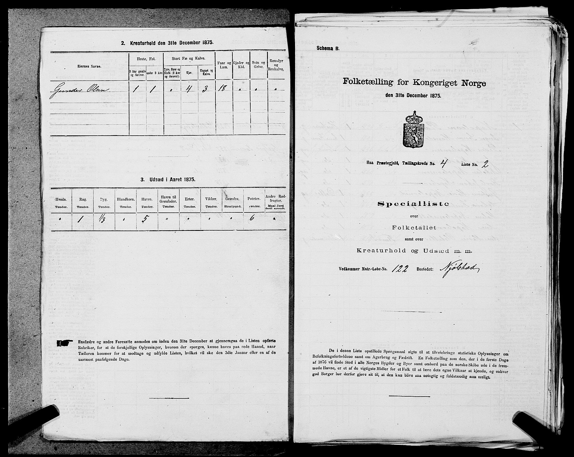 SAST, 1875 census for 1119P Hå, 1875, p. 473