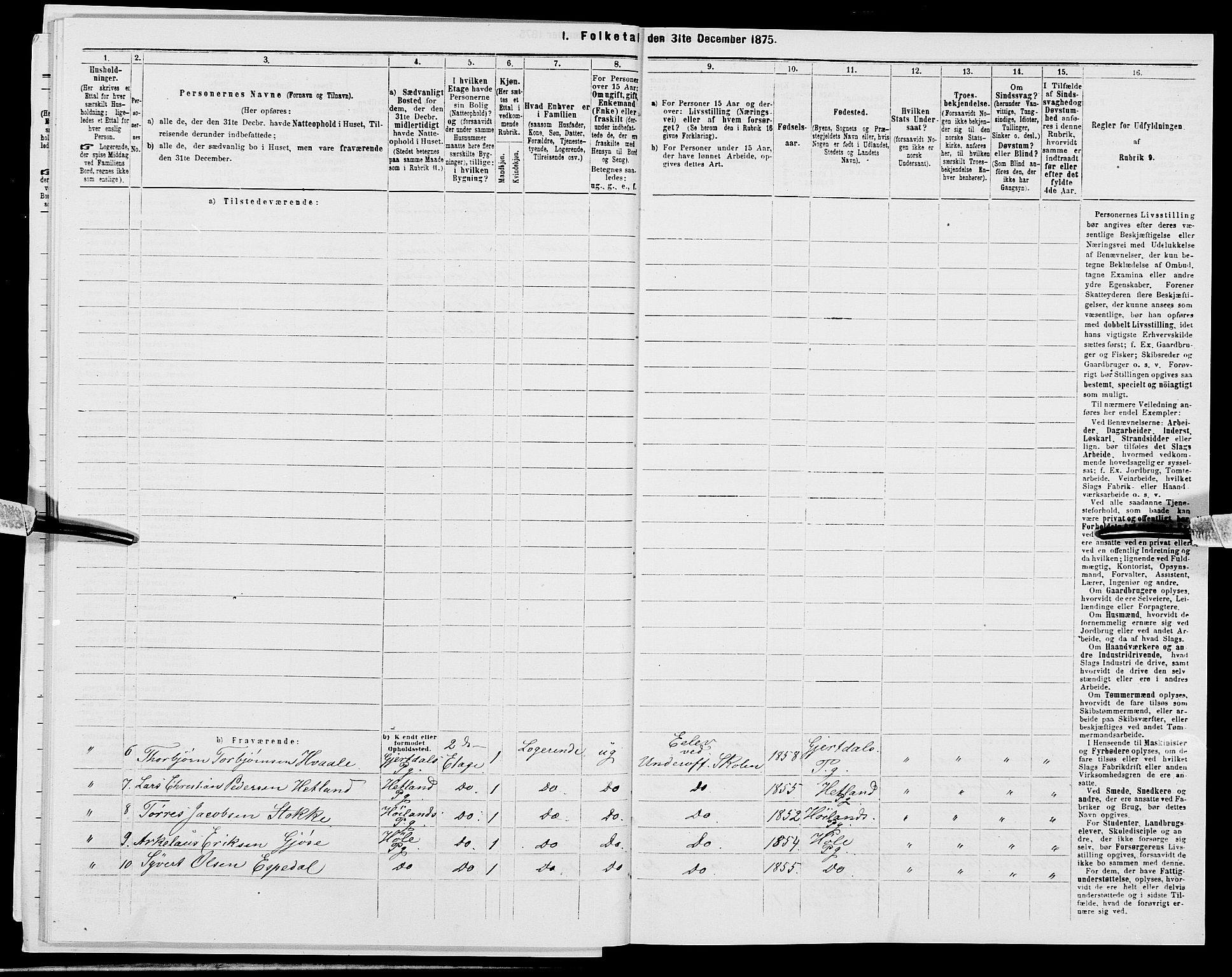 SAK, 1875 census for 1001P Kristiansand, 1875, p. 973