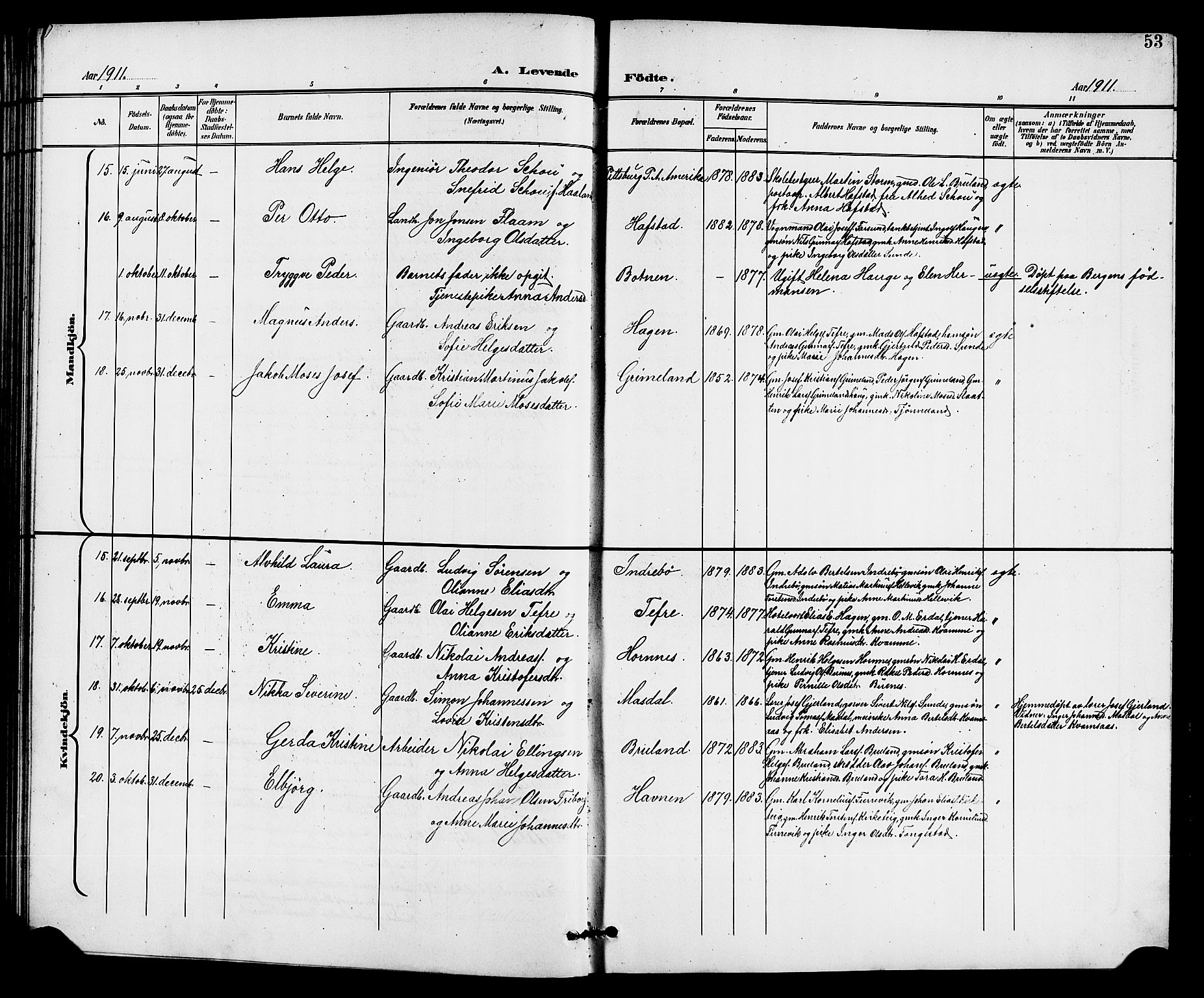 Førde sokneprestembete, SAB/A-79901/H/Hab/Haba/L0003: Parish register (copy) no. A 3, 1899-1924, p. 53