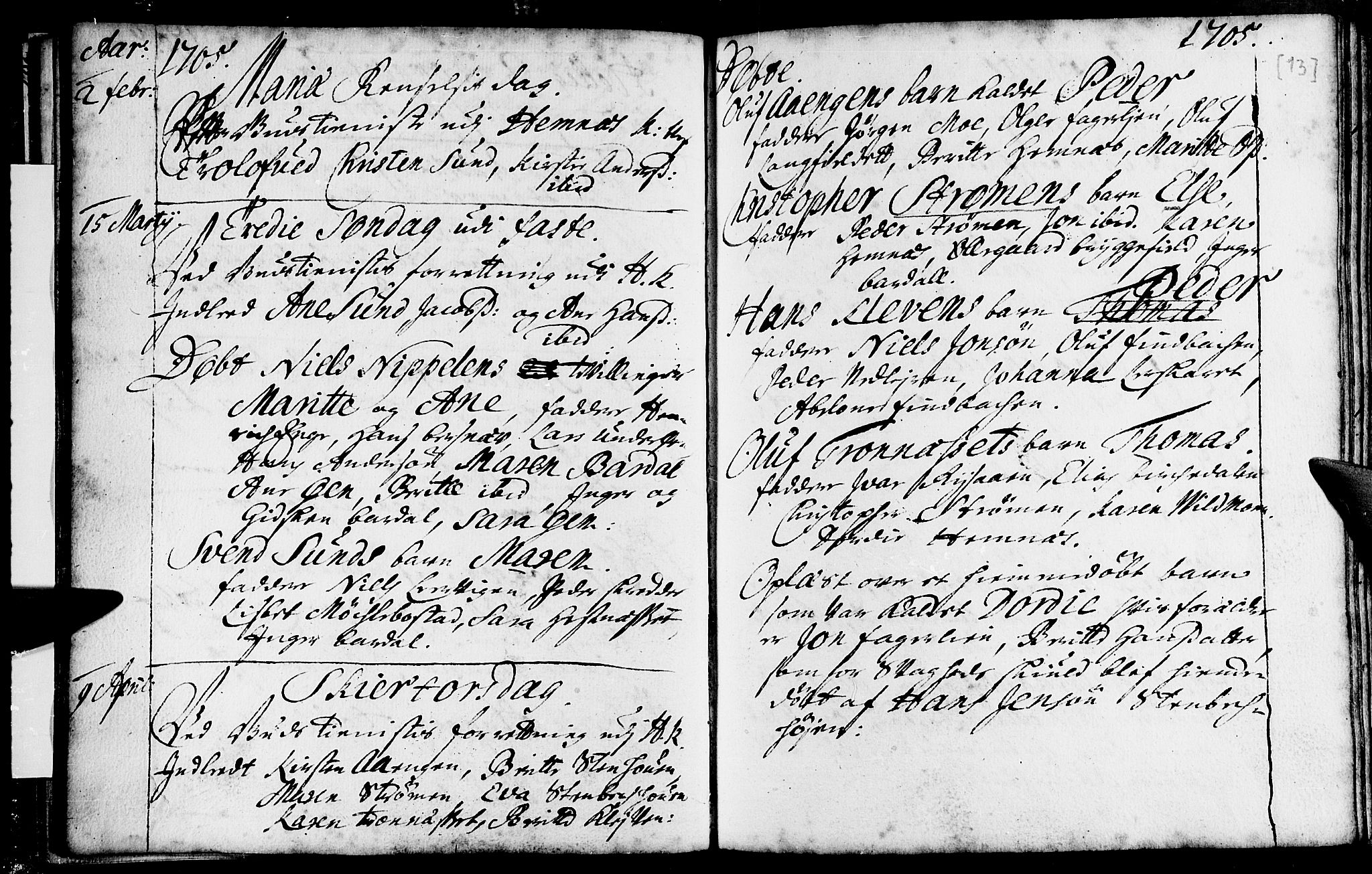 Ministerialprotokoller, klokkerbøker og fødselsregistre - Nordland, SAT/A-1459/825/L0345: Parish register (official) no. 825A01, 1704-1728, p. 13