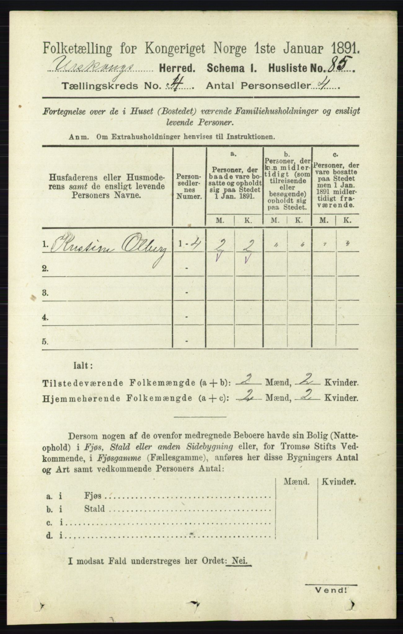 RA, 1891 census for 0224 Aurskog, 1891, p. 1482