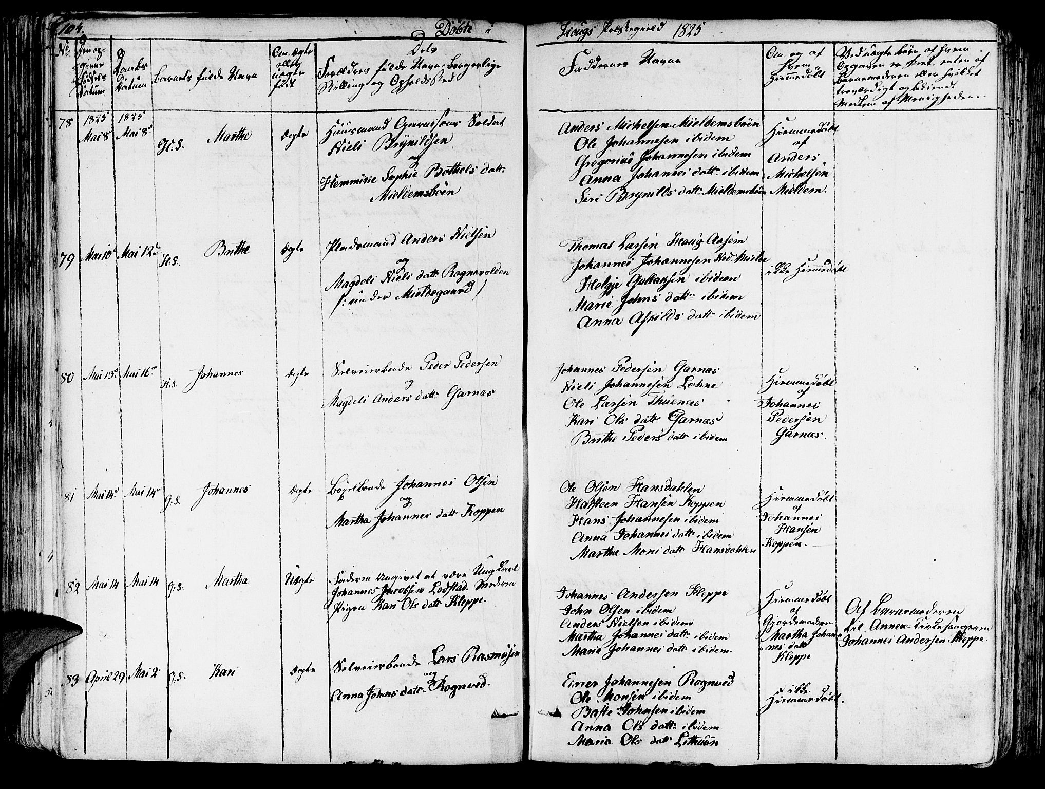 Haus sokneprestembete, SAB/A-75601/H/Haa: Parish register (official) no. A 13, 1821-1827, p. 104
