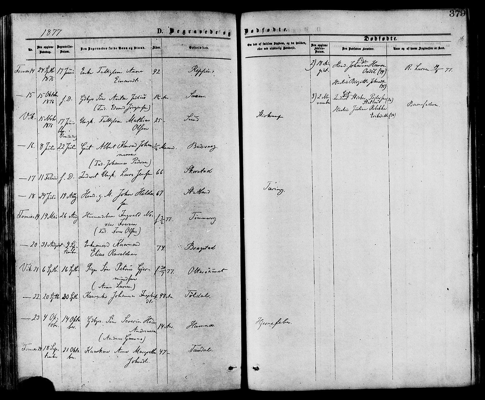Ministerialprotokoller, klokkerbøker og fødselsregistre - Nord-Trøndelag, SAT/A-1458/773/L0616: Parish register (official) no. 773A07, 1870-1887, p. 379