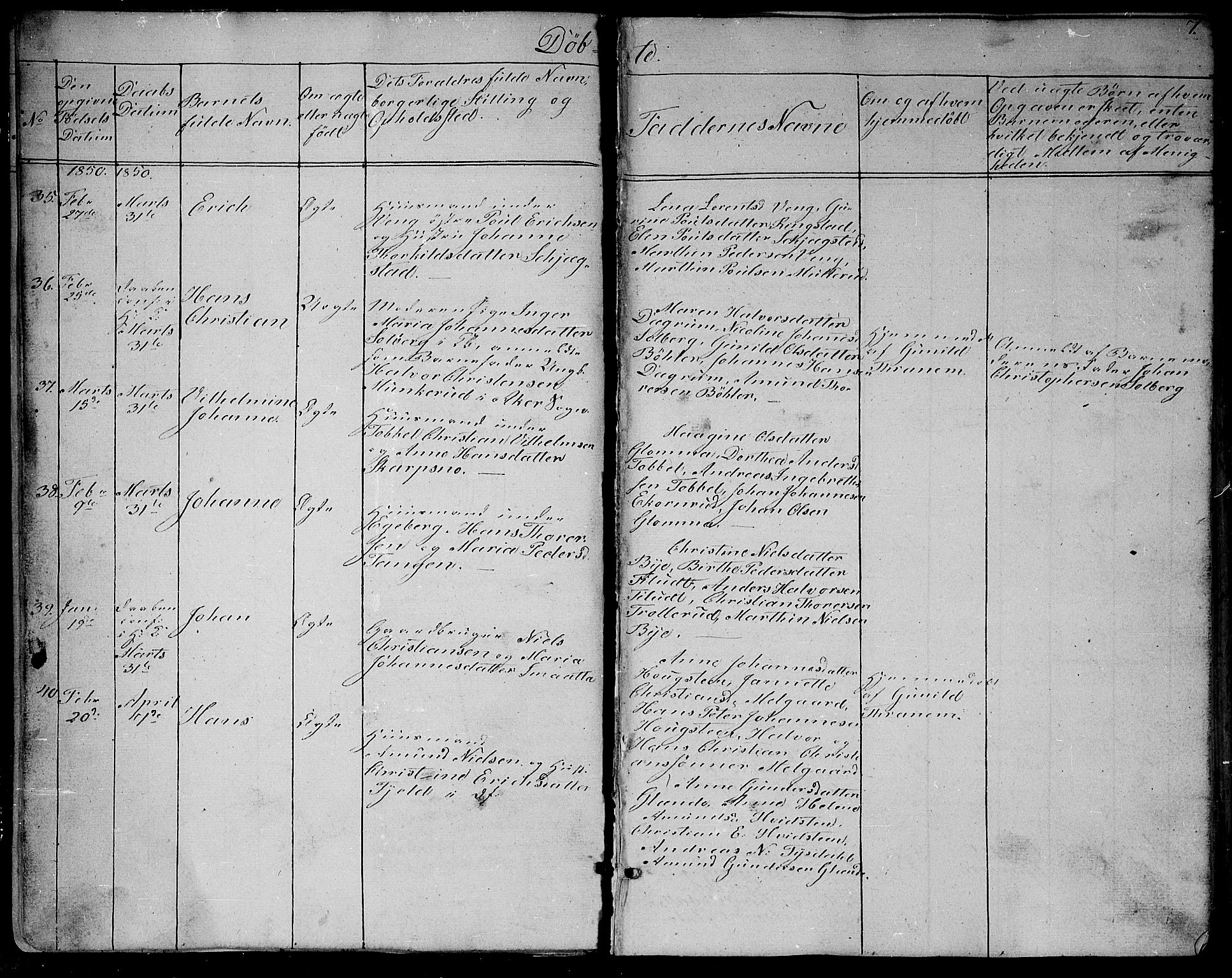 Enebakk prestekontor Kirkebøker, AV/SAO-A-10171c/G/Ga/L0004: Parish register (copy) no. I 4, 1850-1866, p. 7