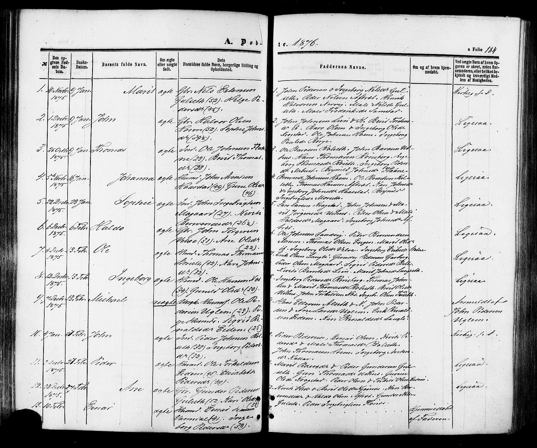Ministerialprotokoller, klokkerbøker og fødselsregistre - Sør-Trøndelag, SAT/A-1456/695/L1147: Parish register (official) no. 695A07, 1860-1877, p. 184