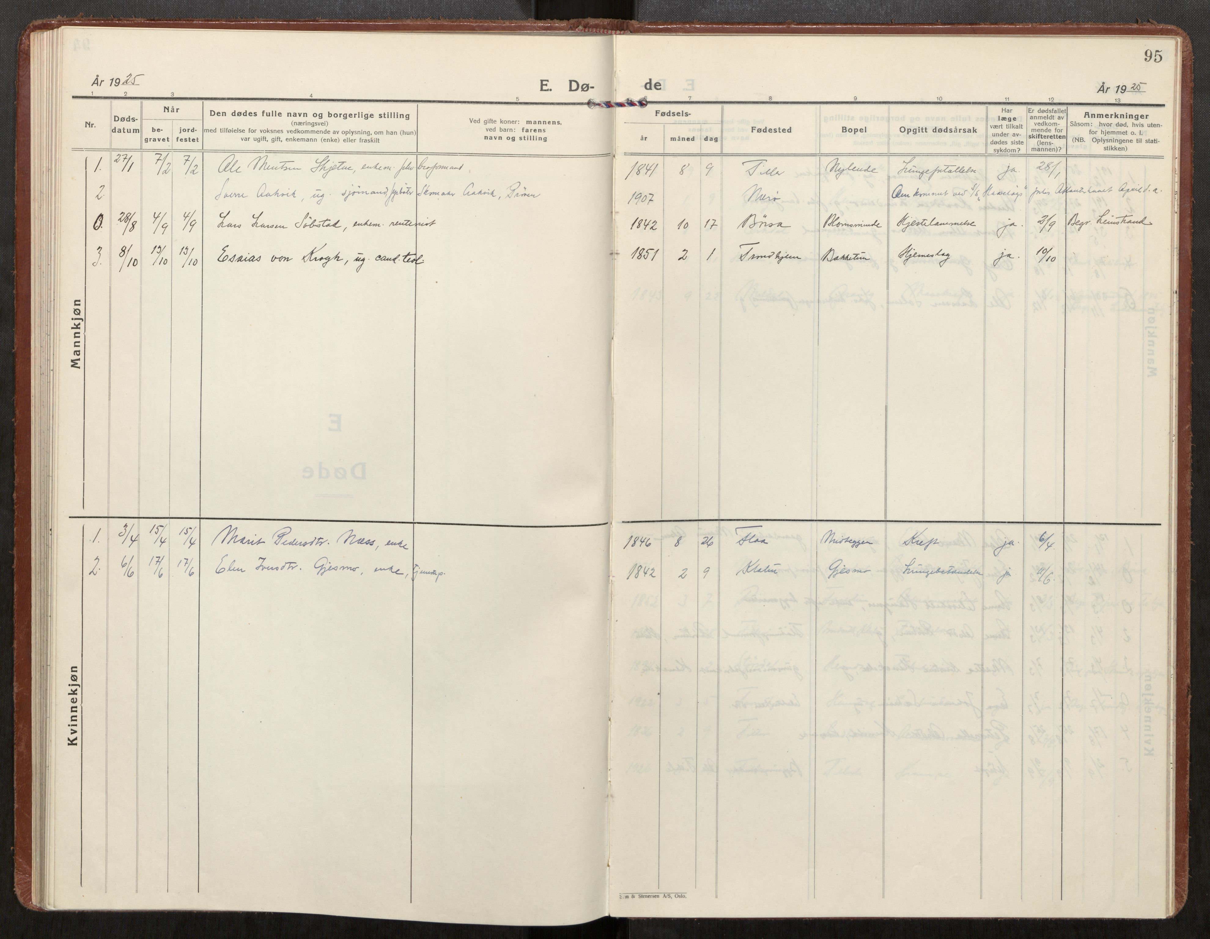 Klæbu sokneprestkontor, SAT/A-1112: Parish register (official) no. 4, 1925-1943, p. 95