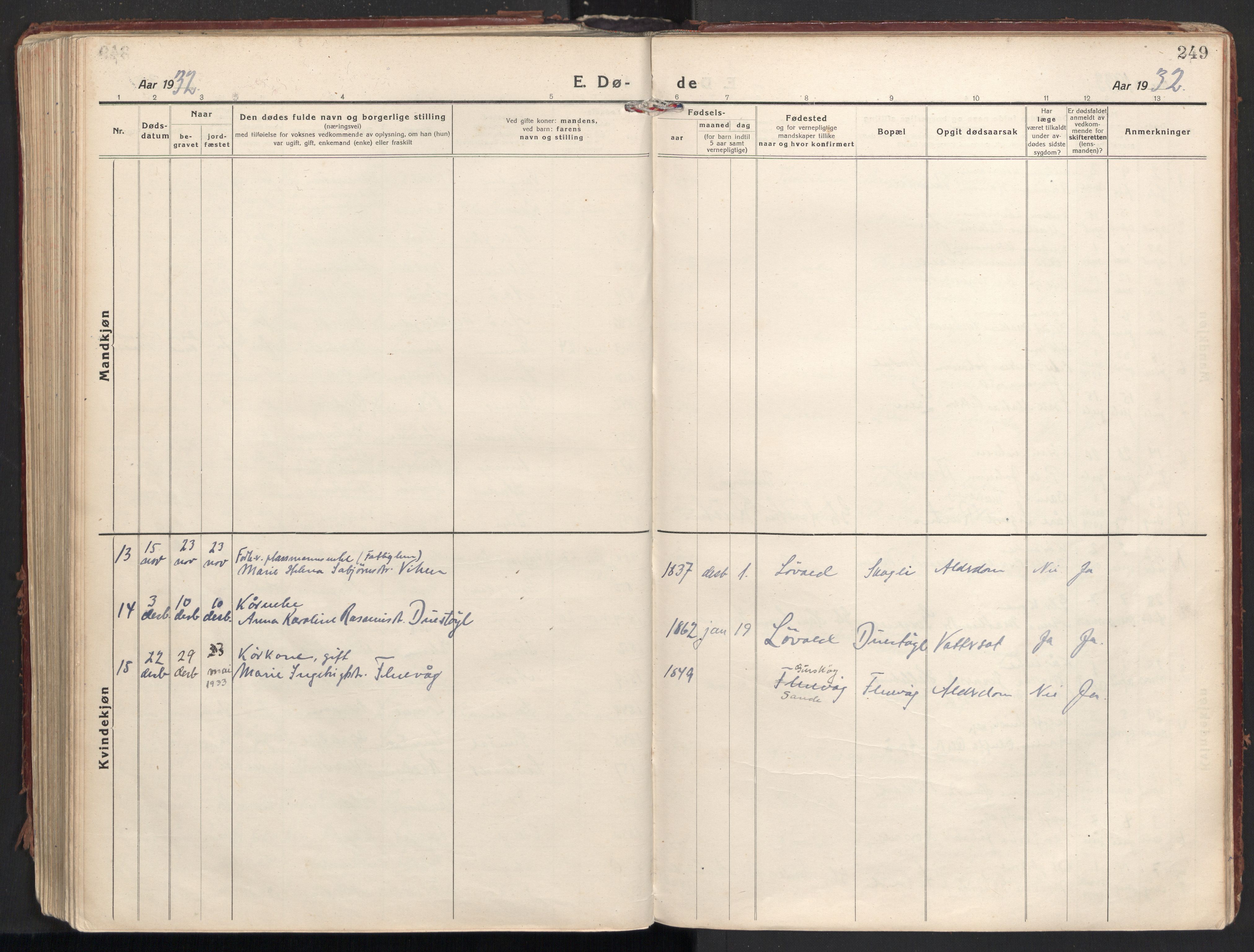 Ministerialprotokoller, klokkerbøker og fødselsregistre - Møre og Romsdal, AV/SAT-A-1454/501/L0012: Parish register (official) no. 501A12, 1920-1946, p. 249